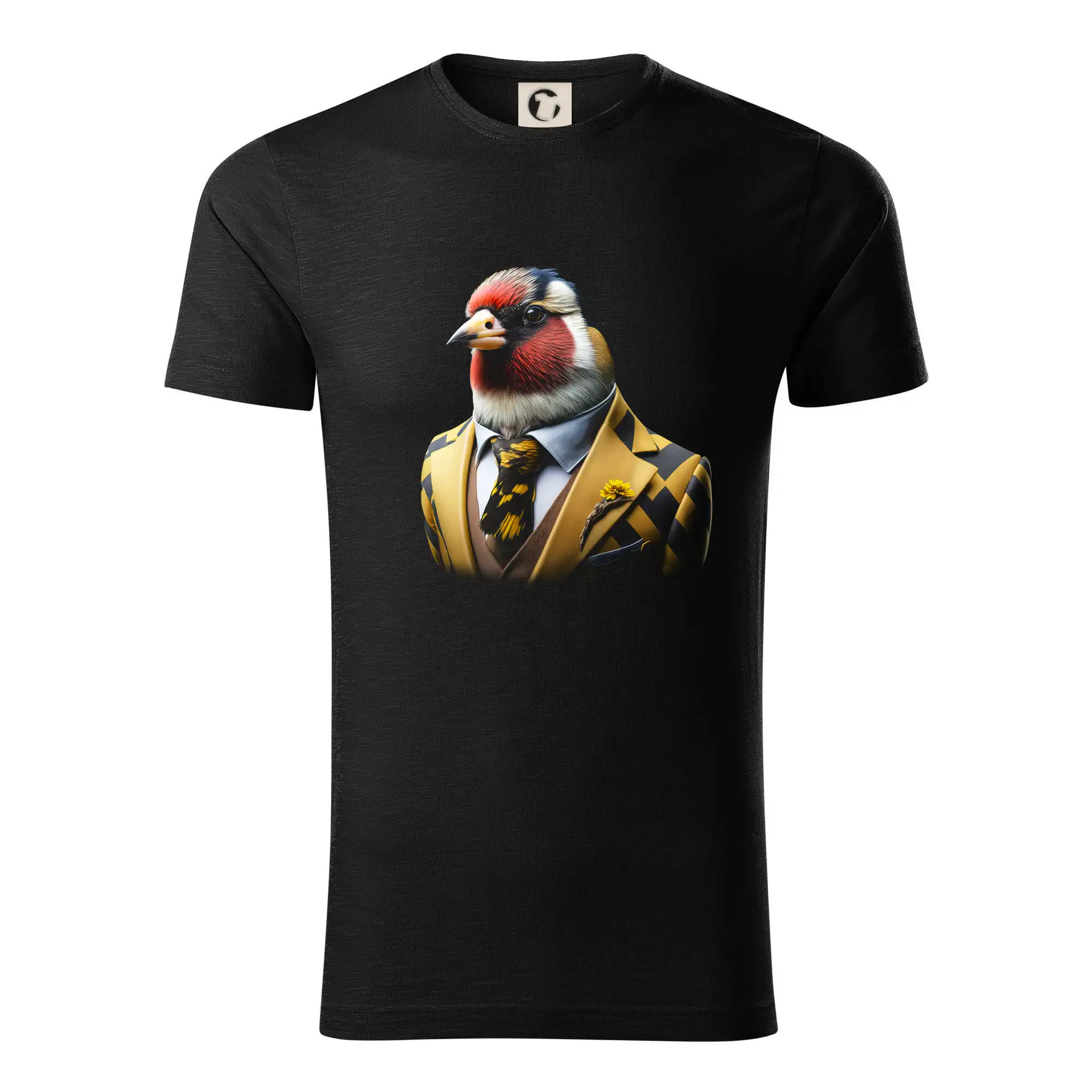 Tričko s motívmi vtákov - Stehlík v obleku - Tričko z organickej bavlny