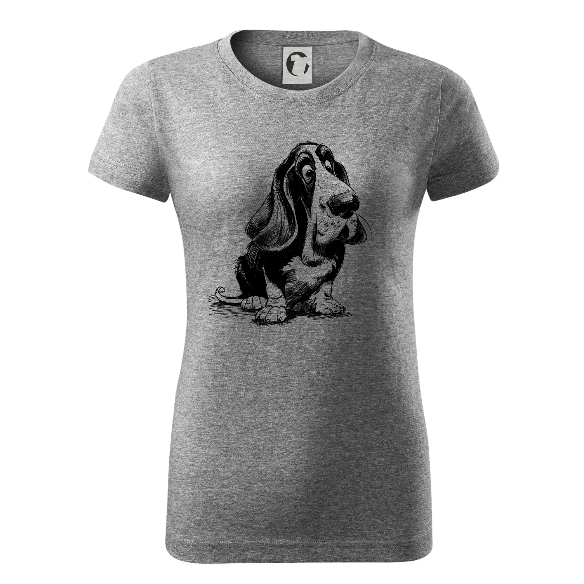 Černobílá karikatura baset