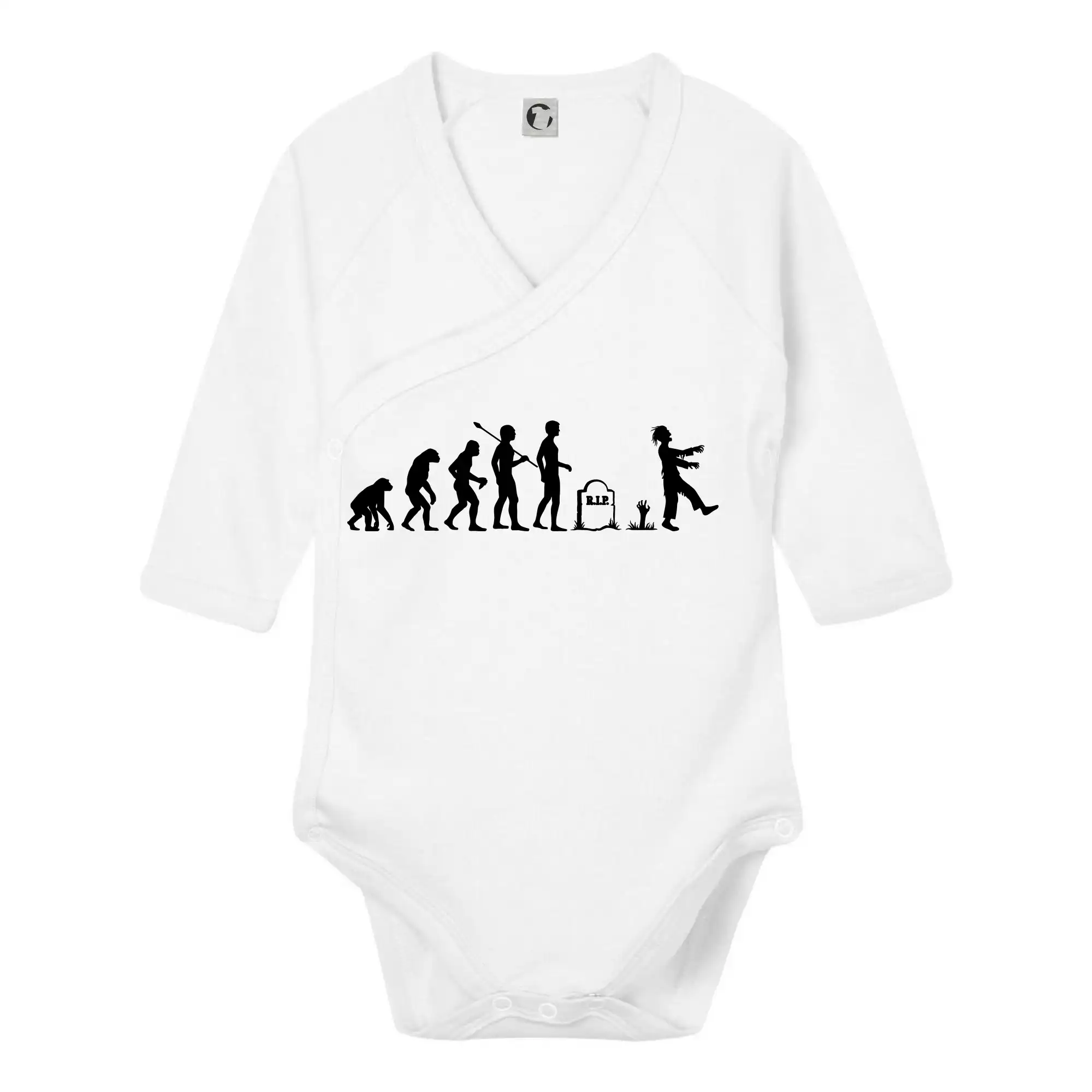 Grafické tričká - Evoluce Zombie (Hana-creative) - Body zavinovacie s dlhým rukávom