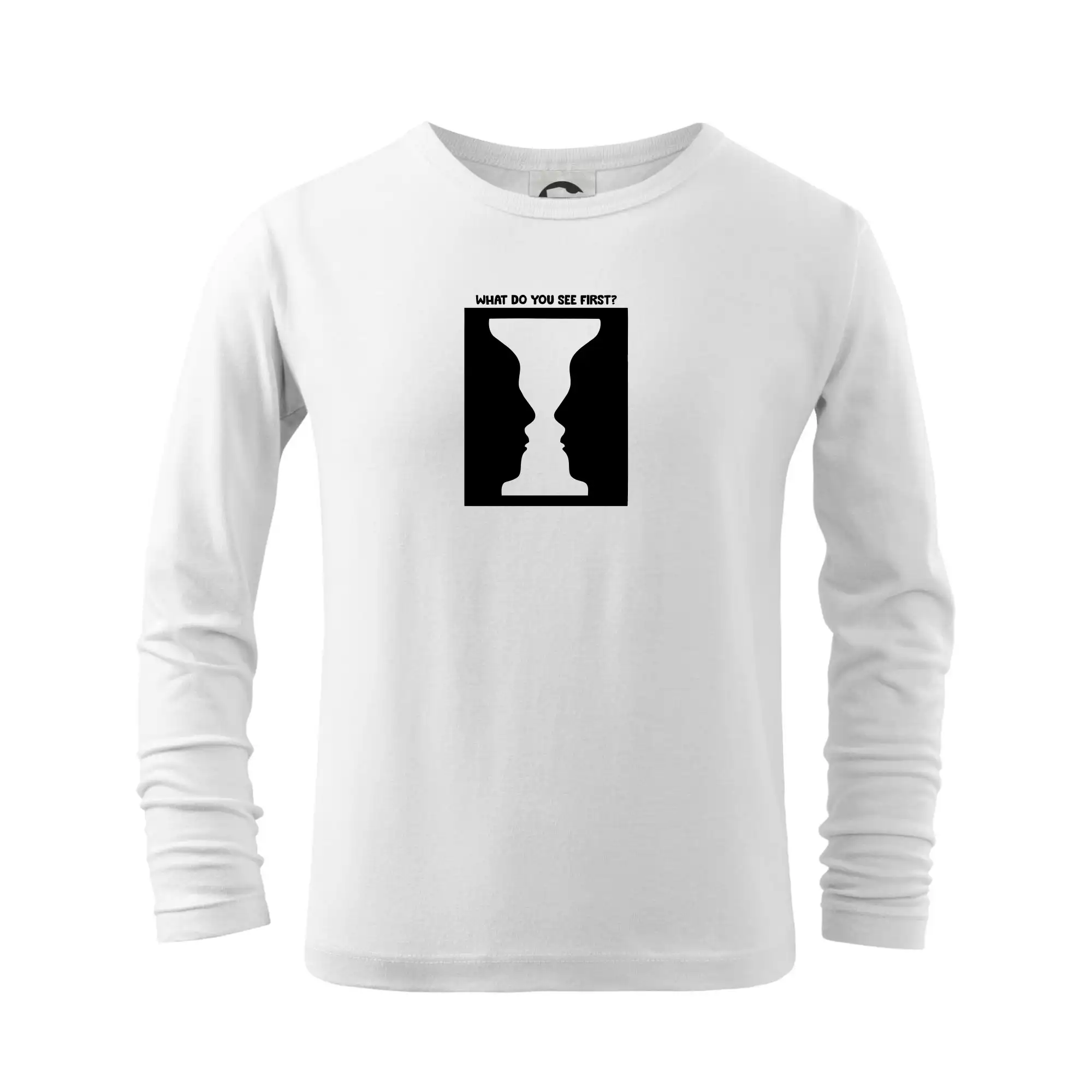 Grafické tričká - What do you see first? Pohár - Tváre - Tričko detské Long Sleeve