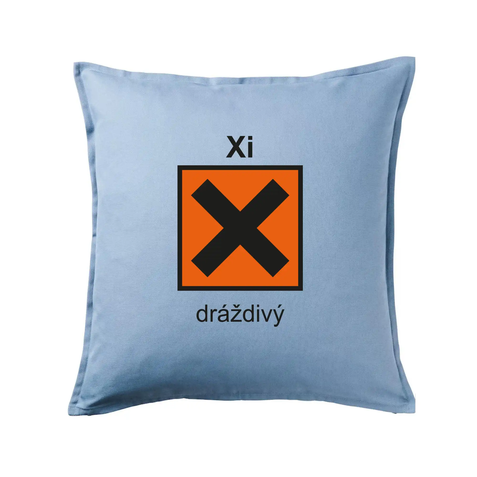 Grafické tričká - Xi Dráždivý - Výstražná tabuľka na tričku - Vankúš 50x50