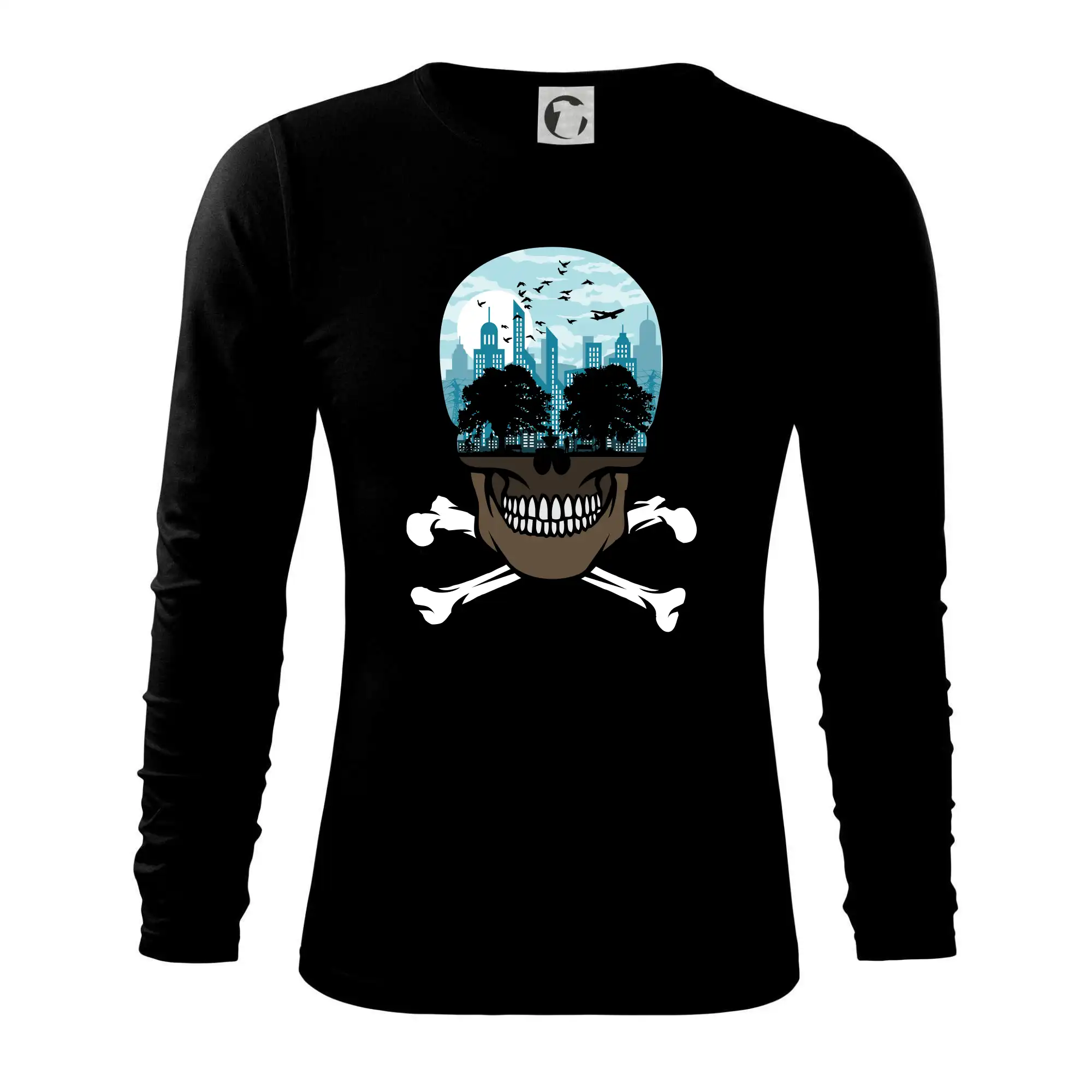 Grafické tričká - Death City skull - Tričko s dlhým rukávom FIT-T long sleeve
