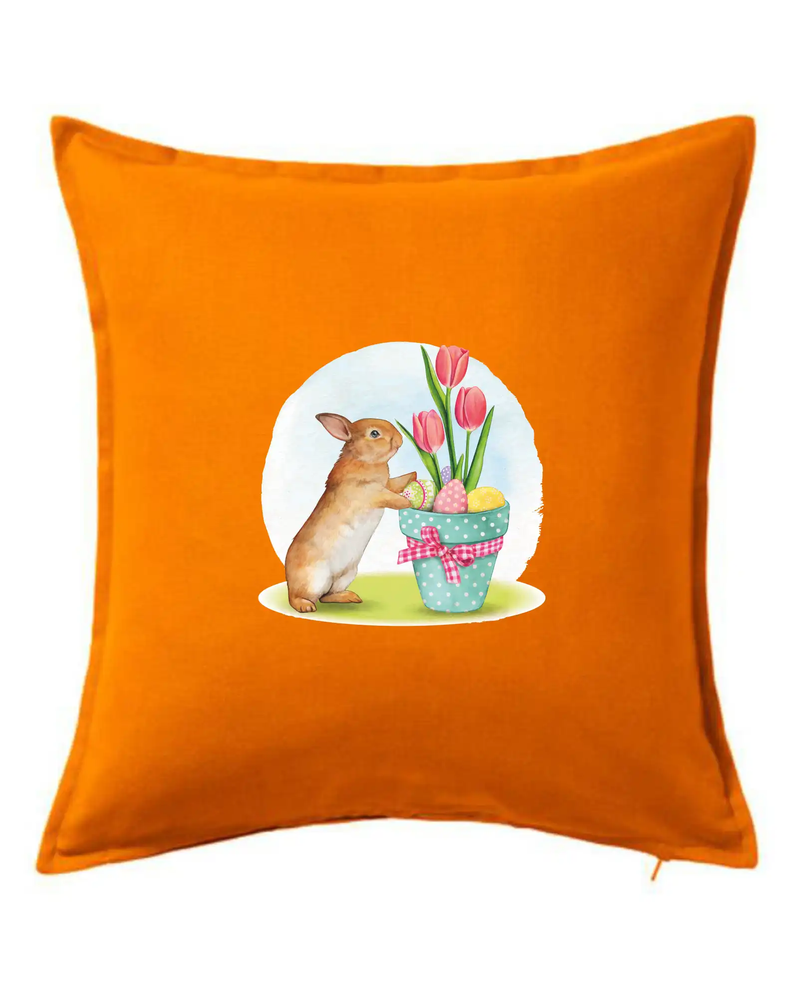 Veľkonočné tričká - Veľkonočný zajačik tulipány - Vankúš 50x50