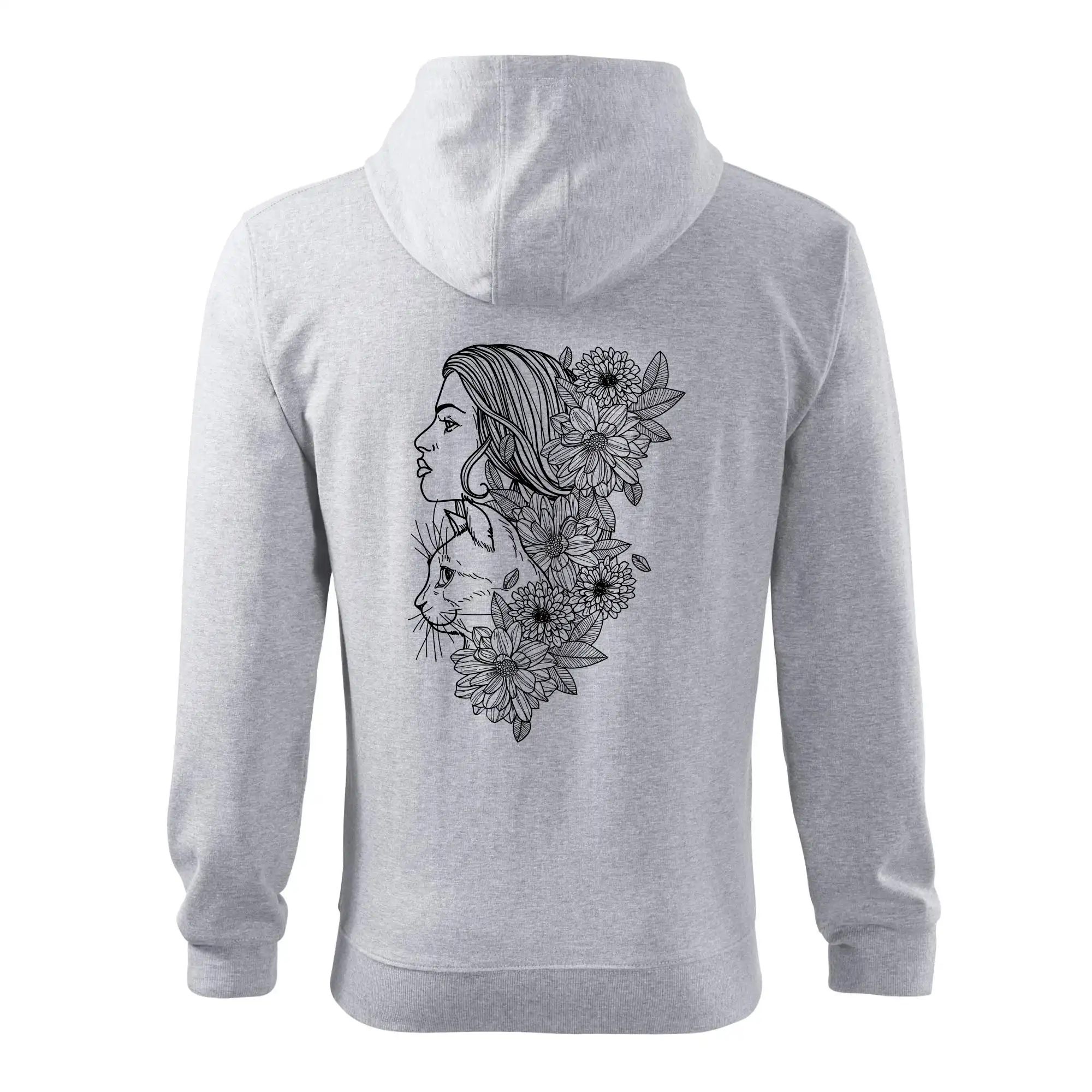 Žena a kočka - kreslená