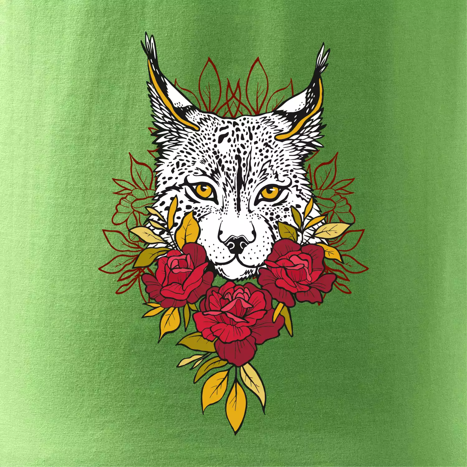 Rys s červenými ružami (Pecka design)