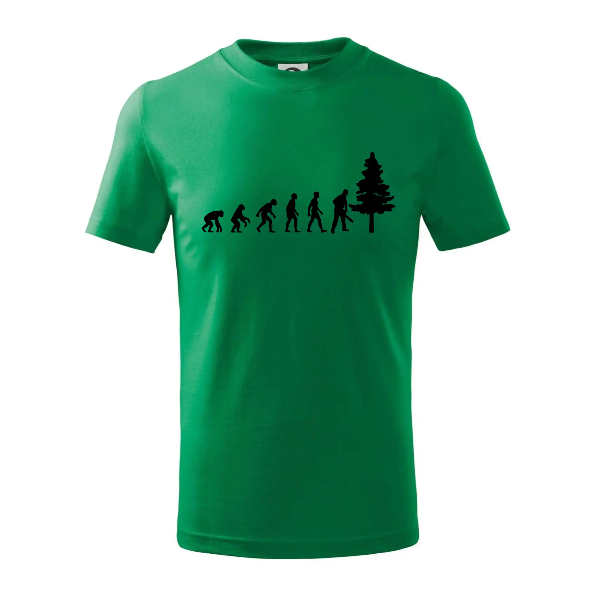 Evoluce dřevorubec - pila a strom