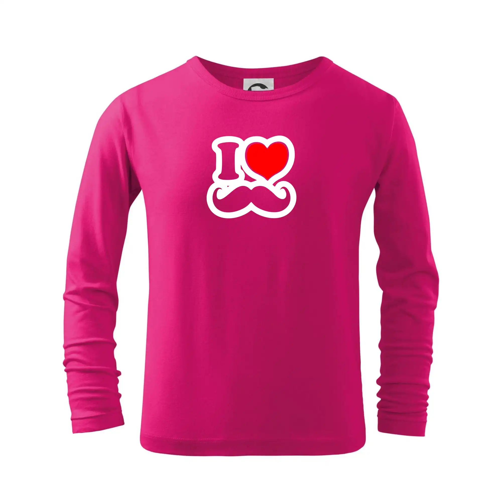 Tričká s fúzikmi - i love mustache - obrys - Tričko detské Long Sleeve
