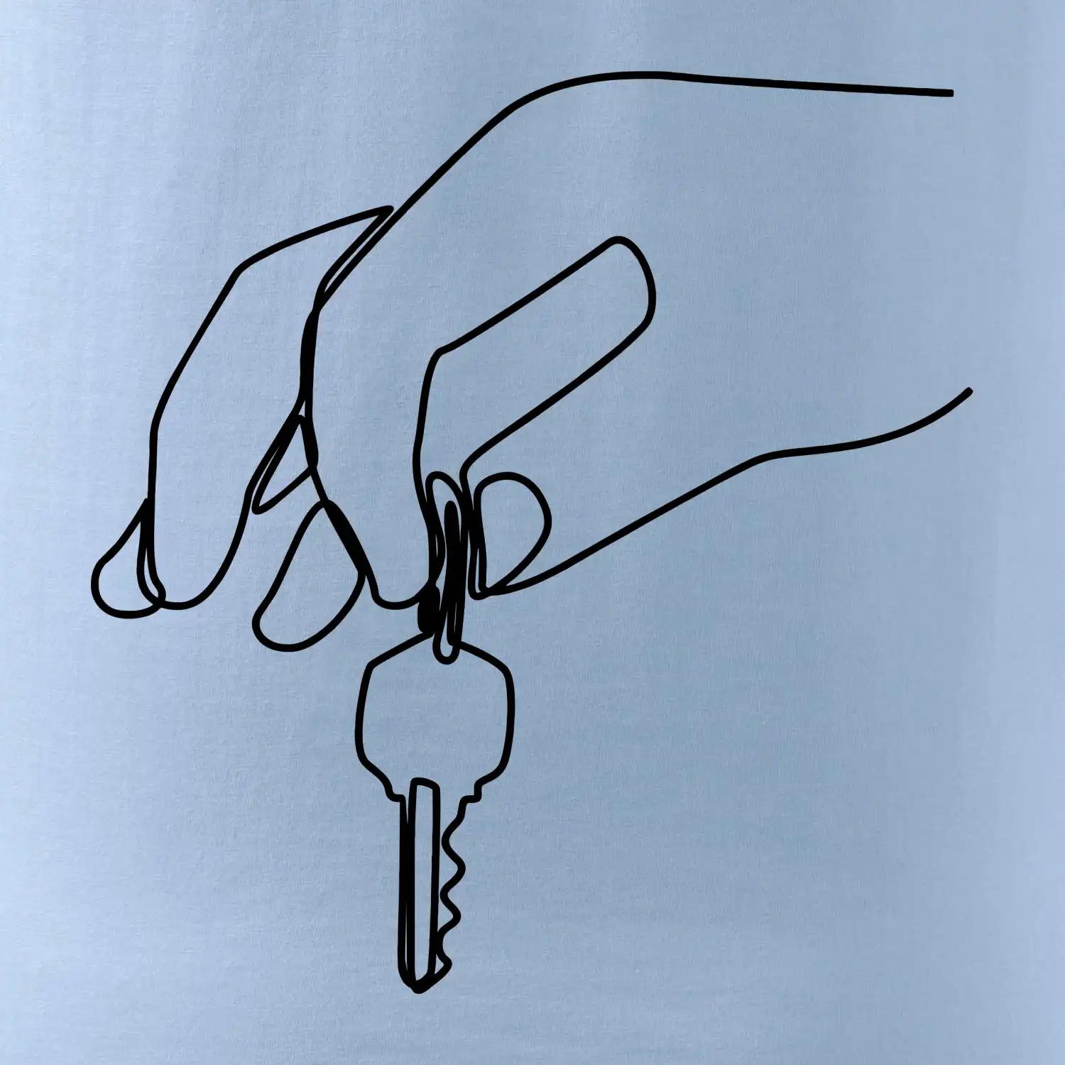 Klíče a ruka jedním tahem