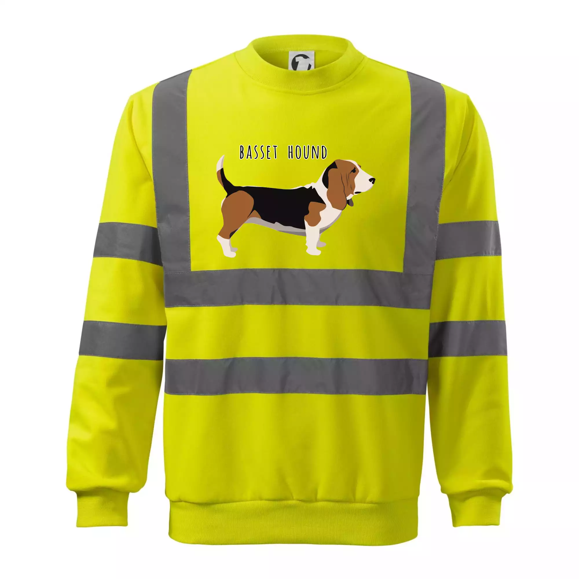 Basset hound pes s nápisem