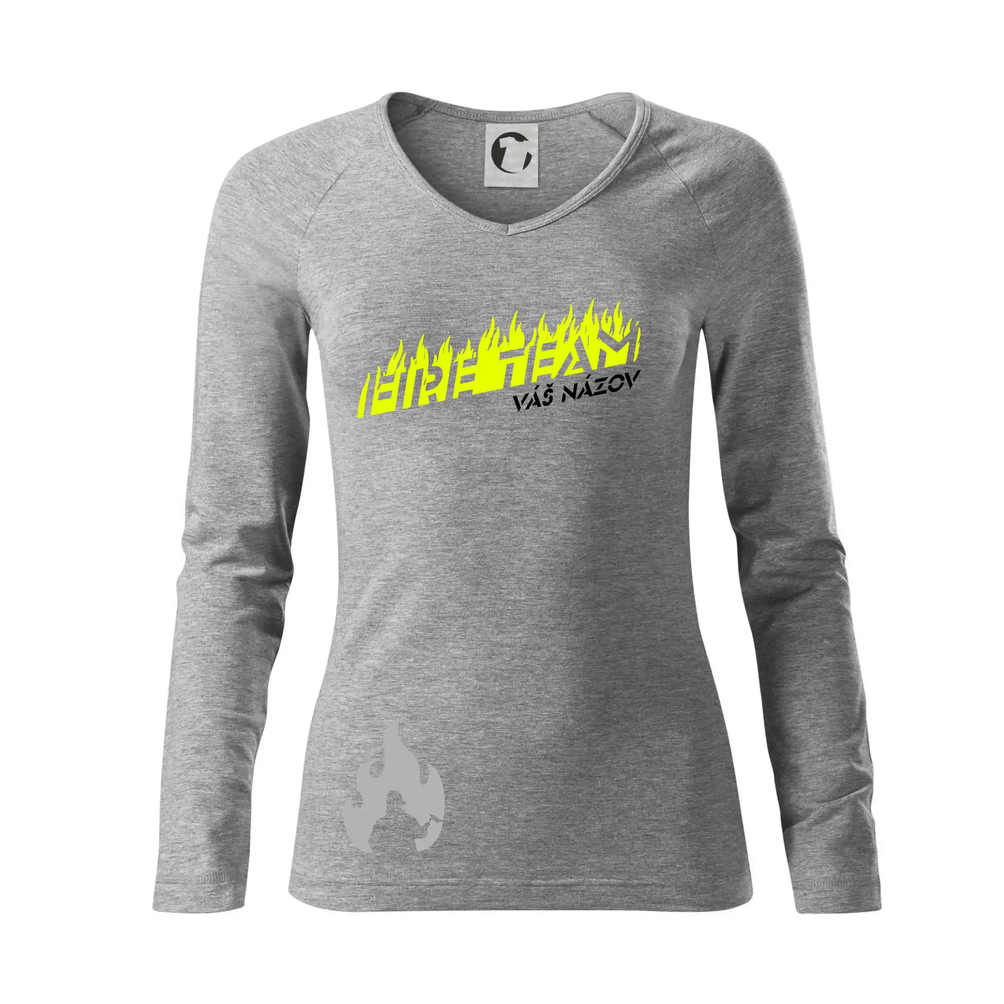 Originálne tričká pre hasičov - Fireteam - oheň - Váš názov - Tričko dámske Elegance