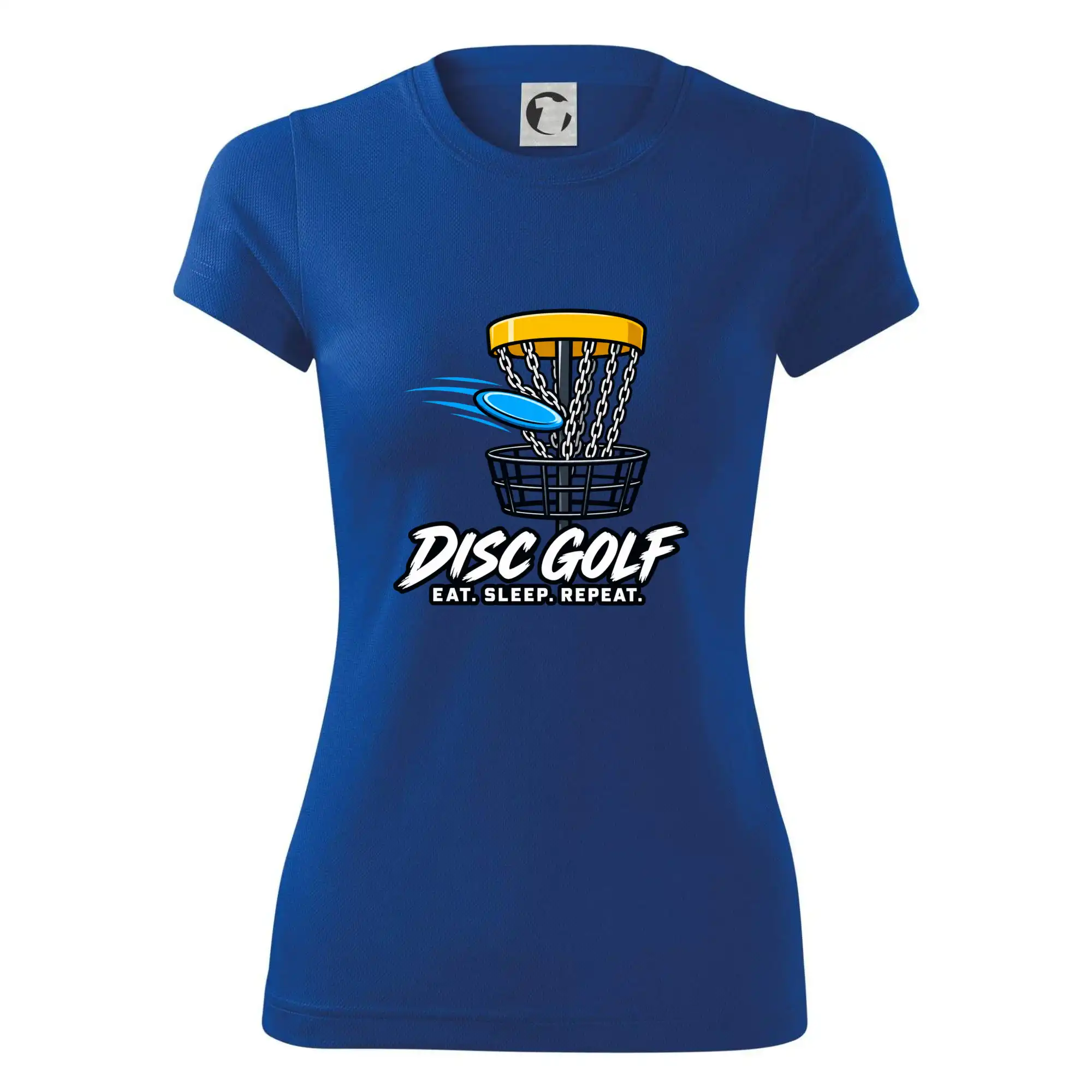 Discgolfový koš s letícím diskem eat sleep repeat