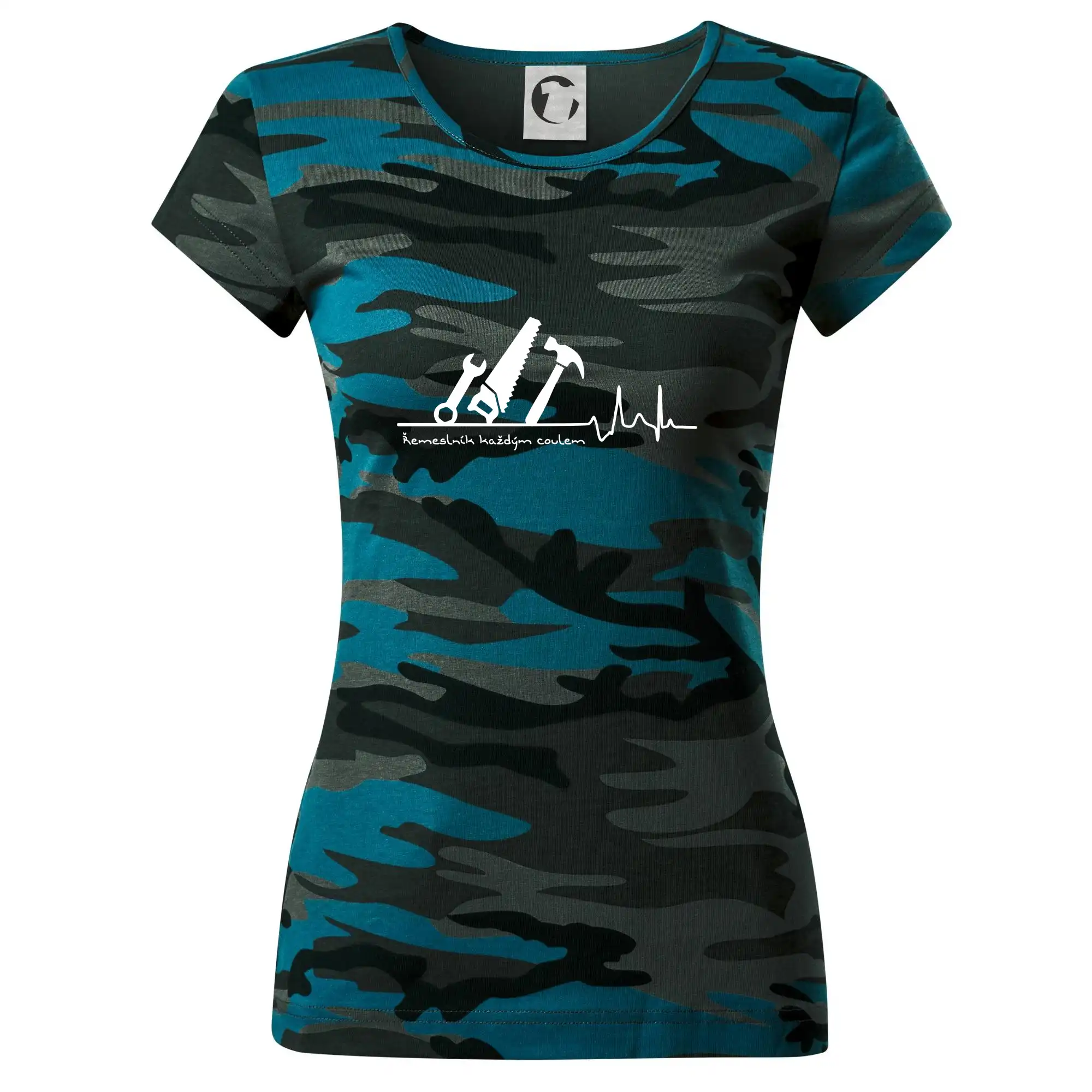 Vtipné tričká do práce - Ekg řemeslník každým coulem - Dámske maskáčové tričko