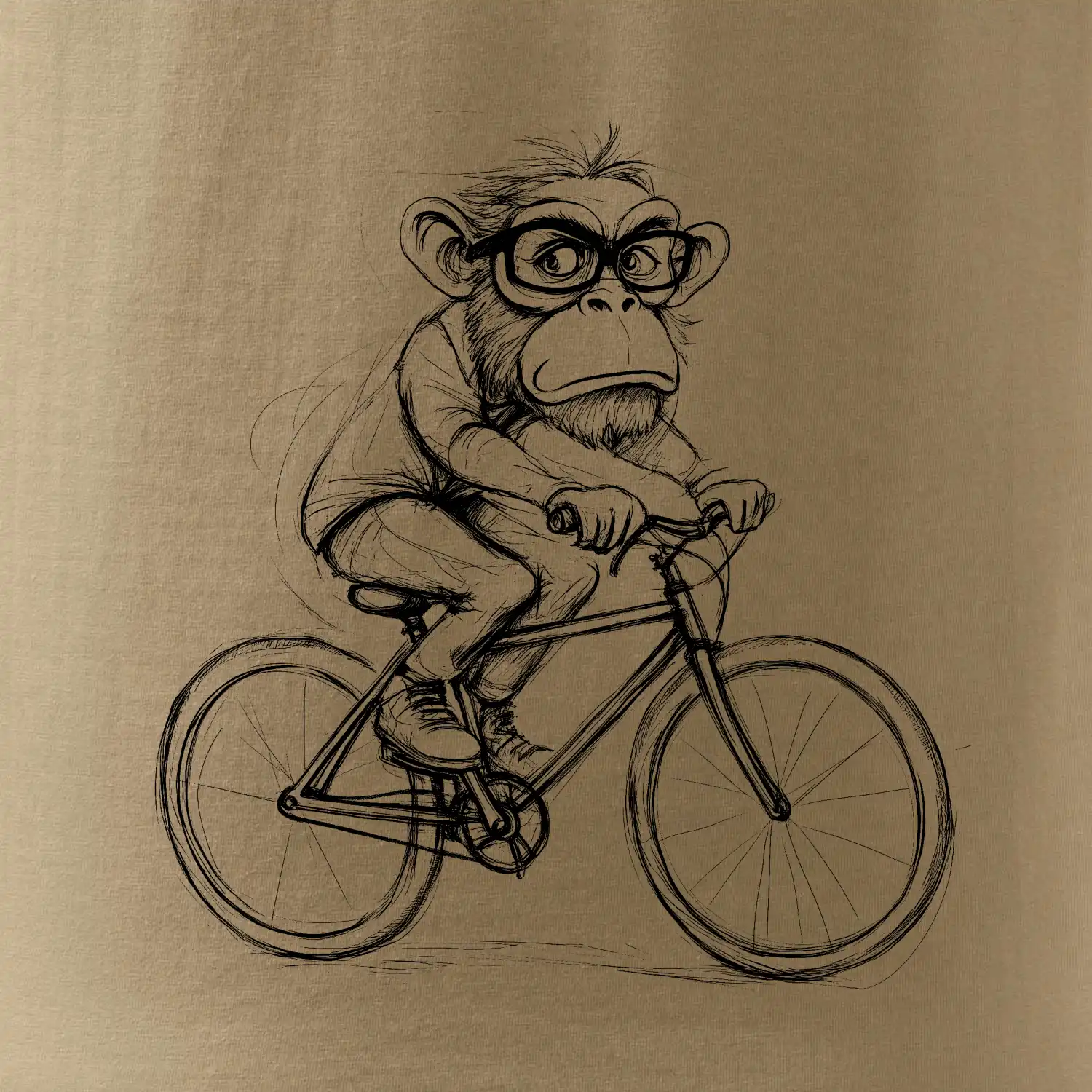 Opice s brýlemi na kole