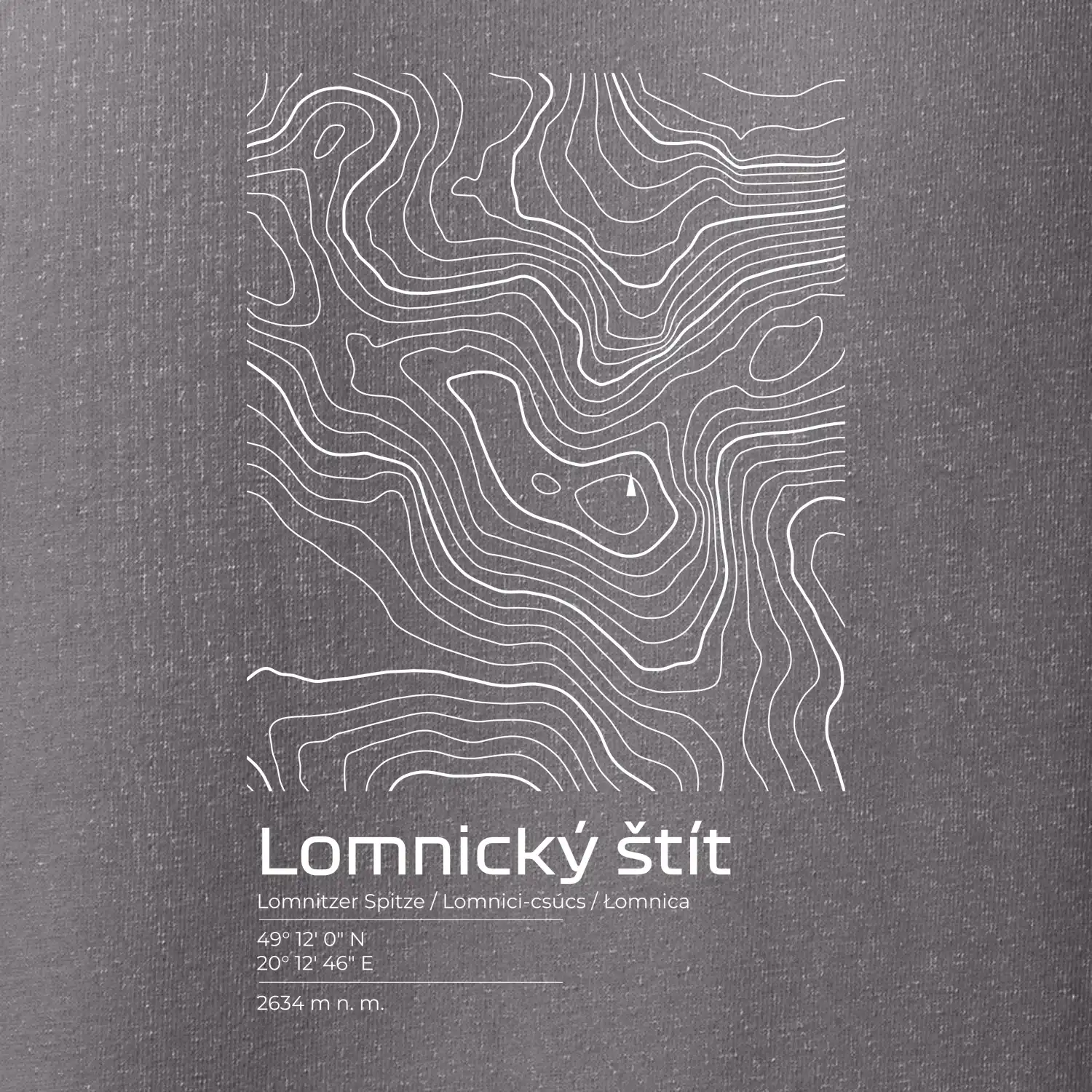 Lomnický štít - vrstevnice v obdélníku