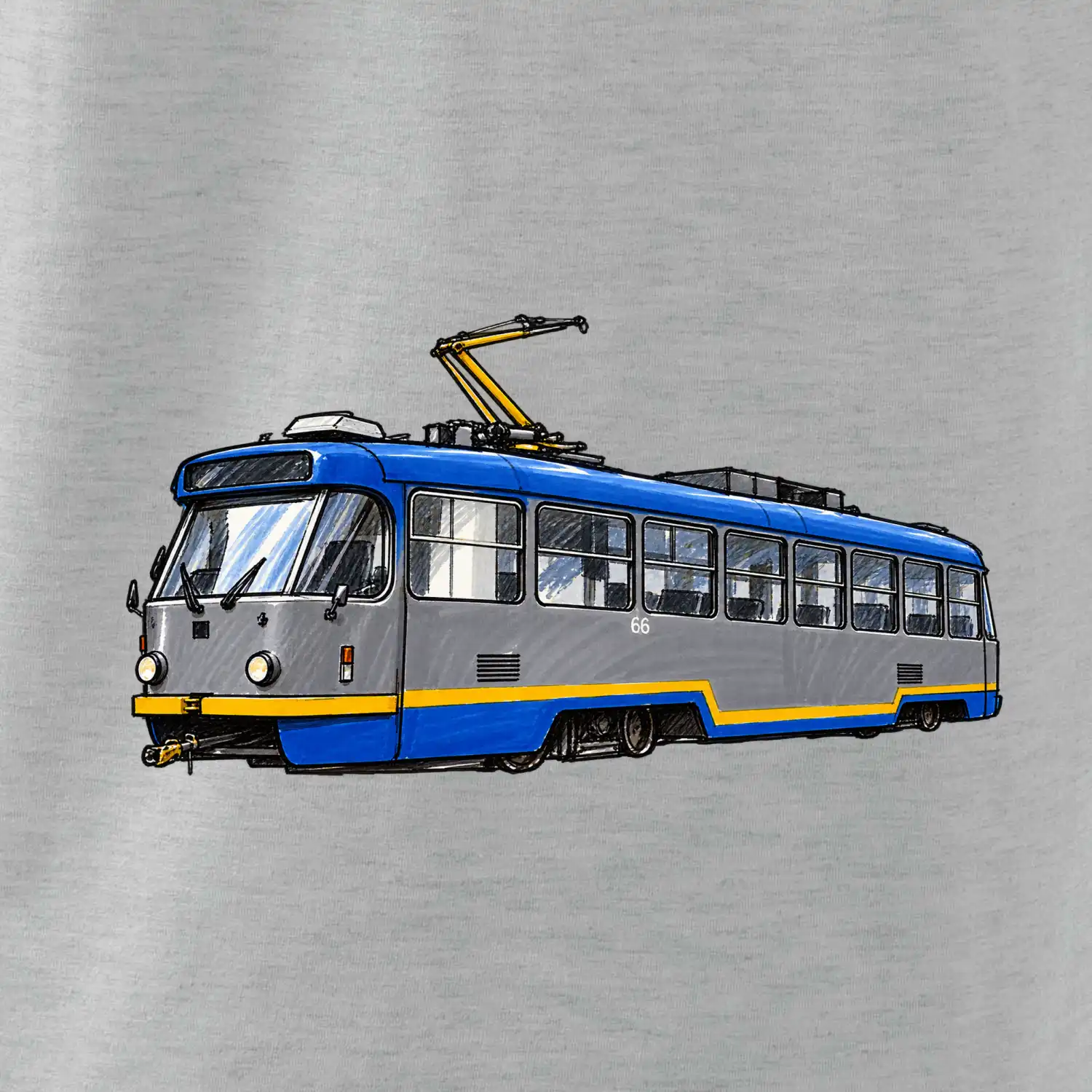 T3R SLF modrošedá kresba fixem
