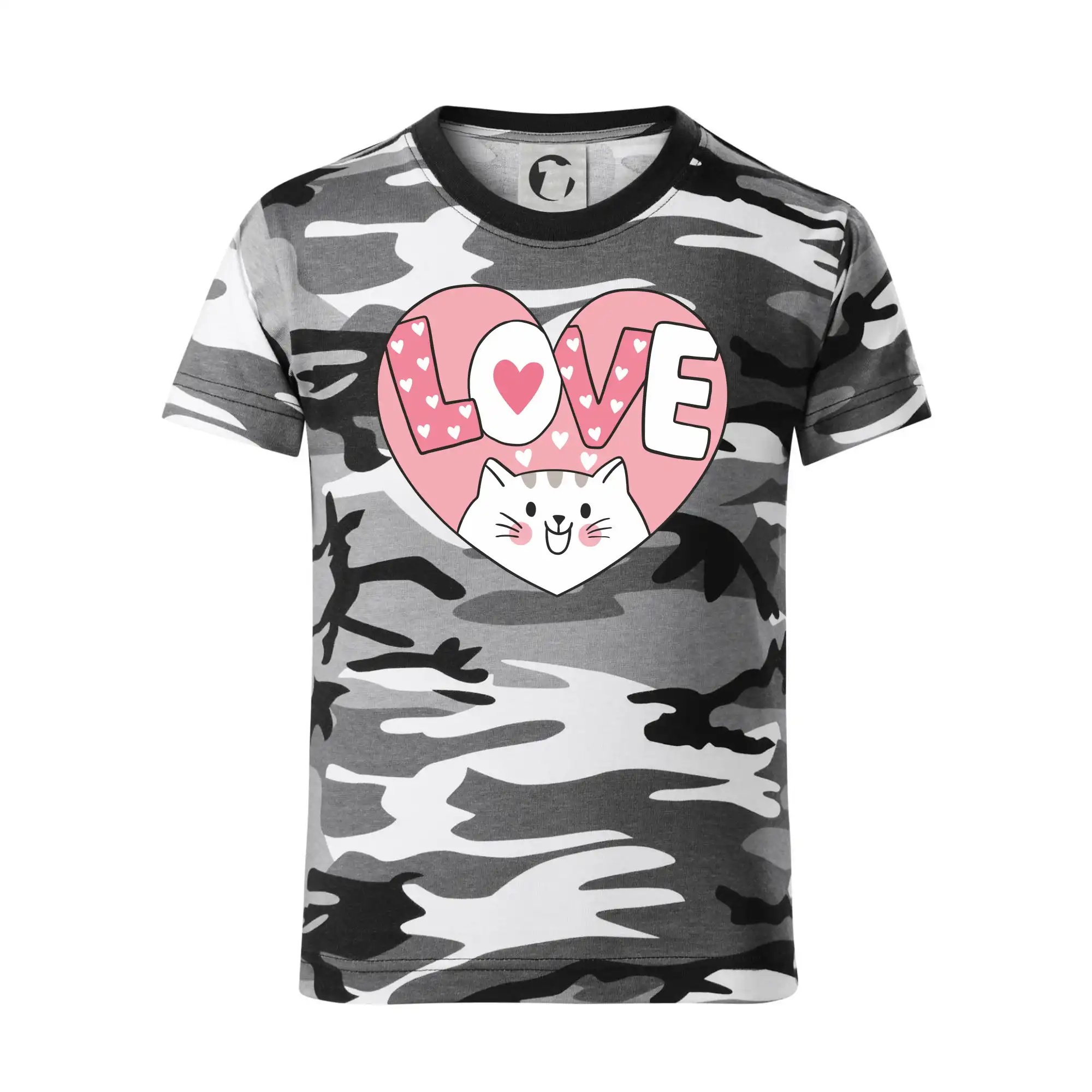 Kočka love - růžové srdce