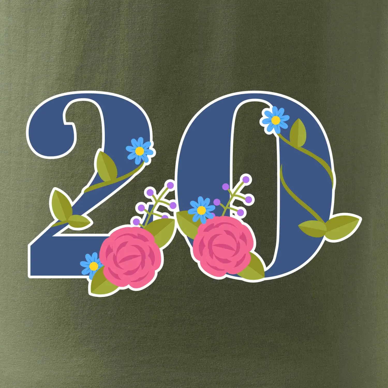 Květinové číslo kreslené - 20