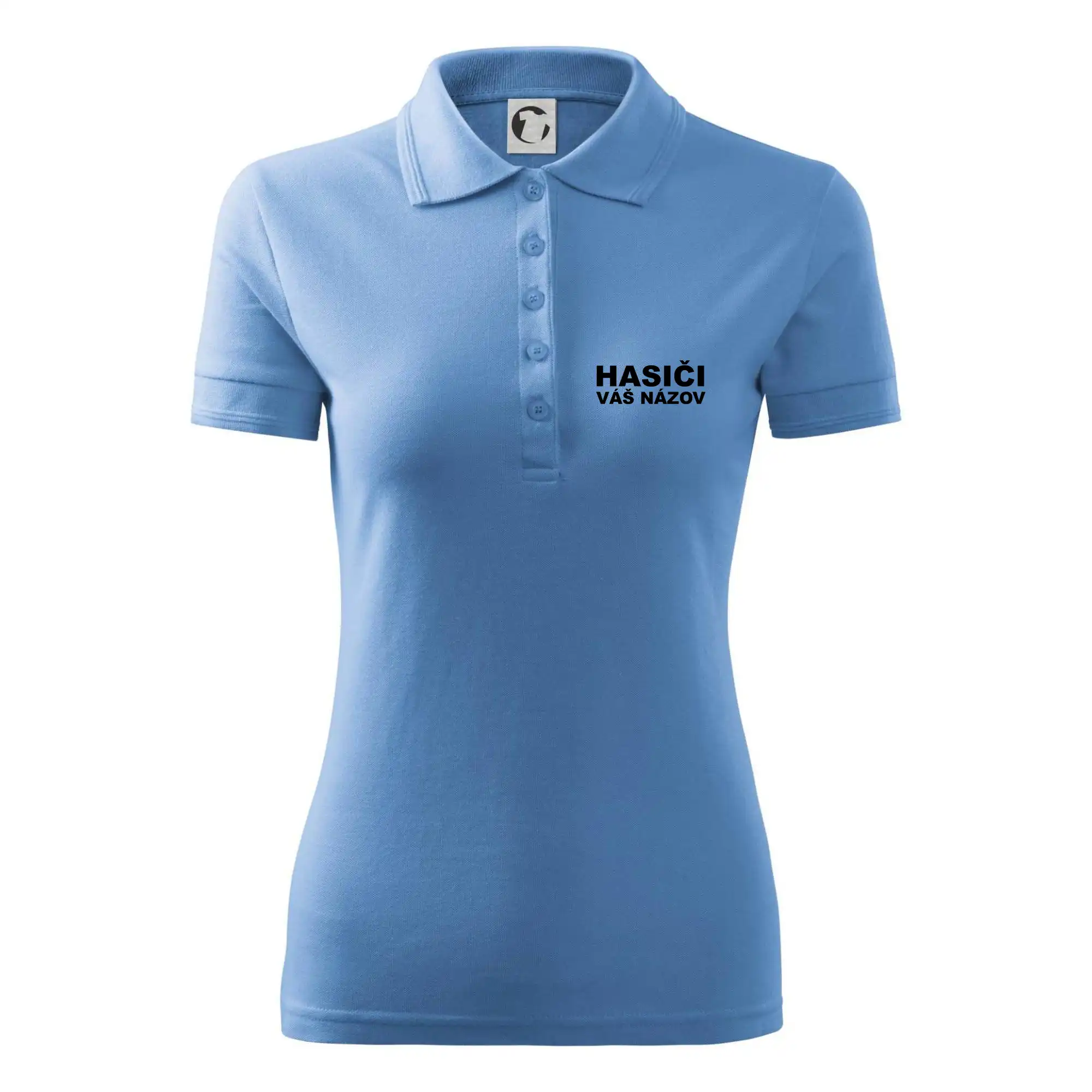 Originálne tričká pre hasičov - Hasiči nápis (názov zboru - vlastný nápis) - Polokošeľa dámska Pique Polo