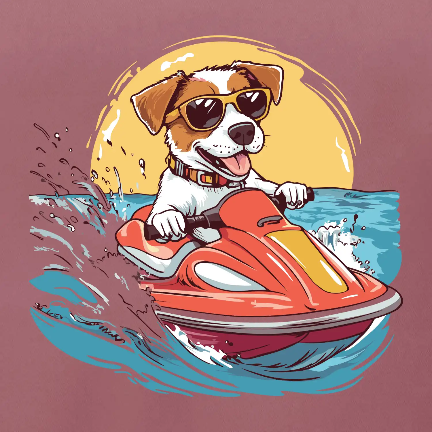 Jack russell teriér na vodním skútru