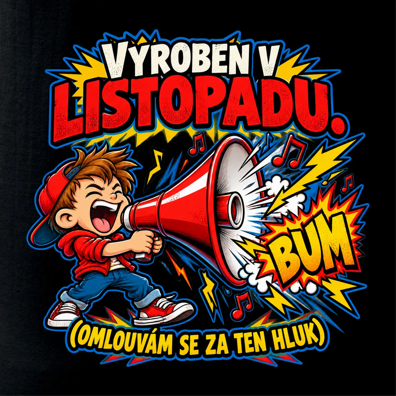 Vyroben v listopadu hlučný kluk s červeným megafonem