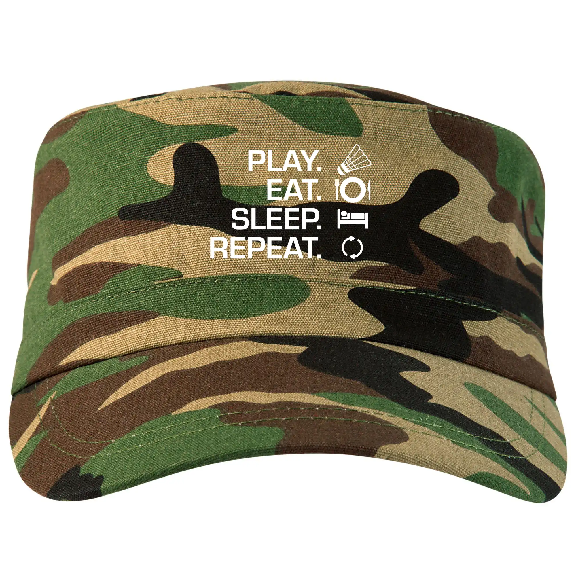 Tričká na bedminton - Play Eat Sleep Repeat badminton - Šiltovka CAMO