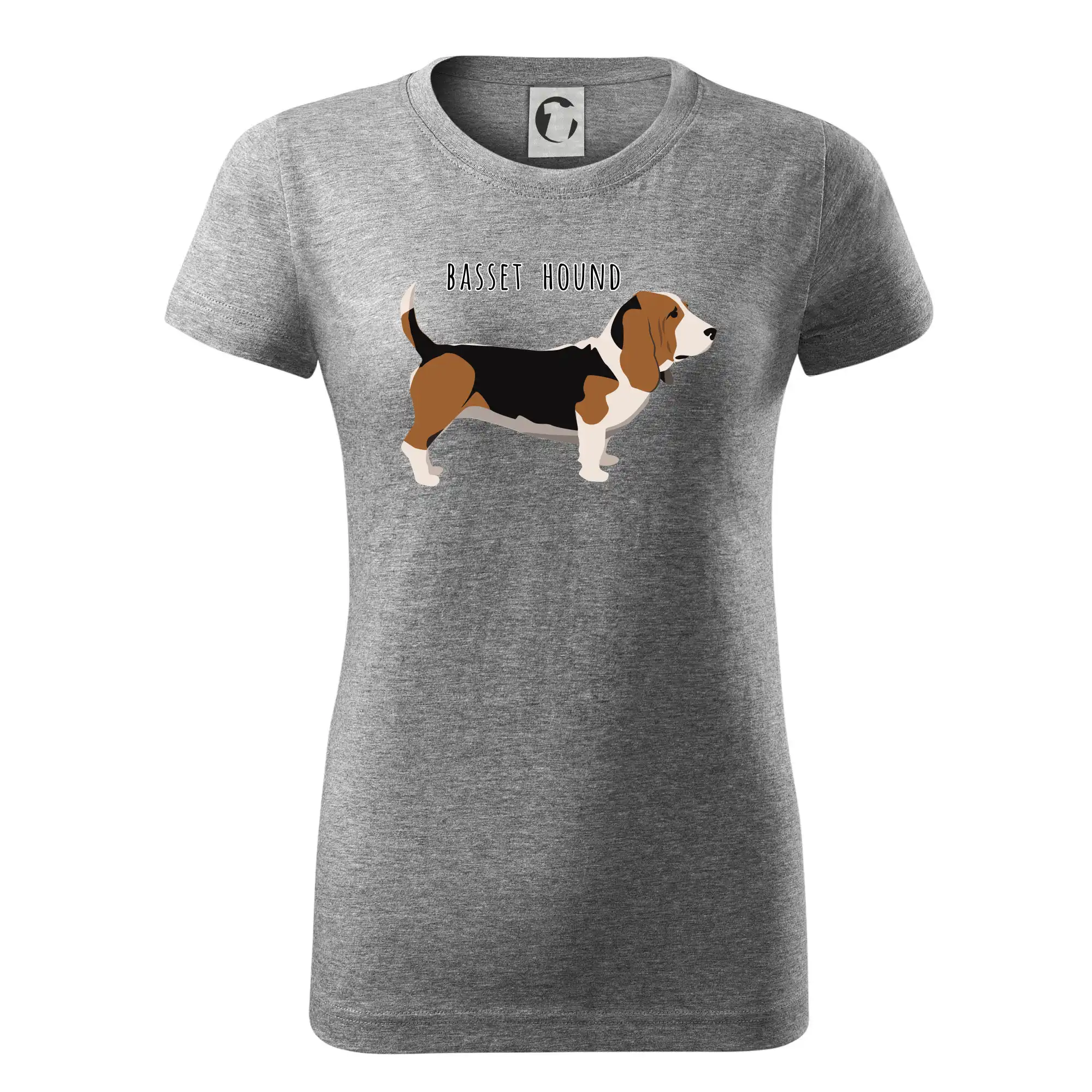 Basset hound pes s nápisem