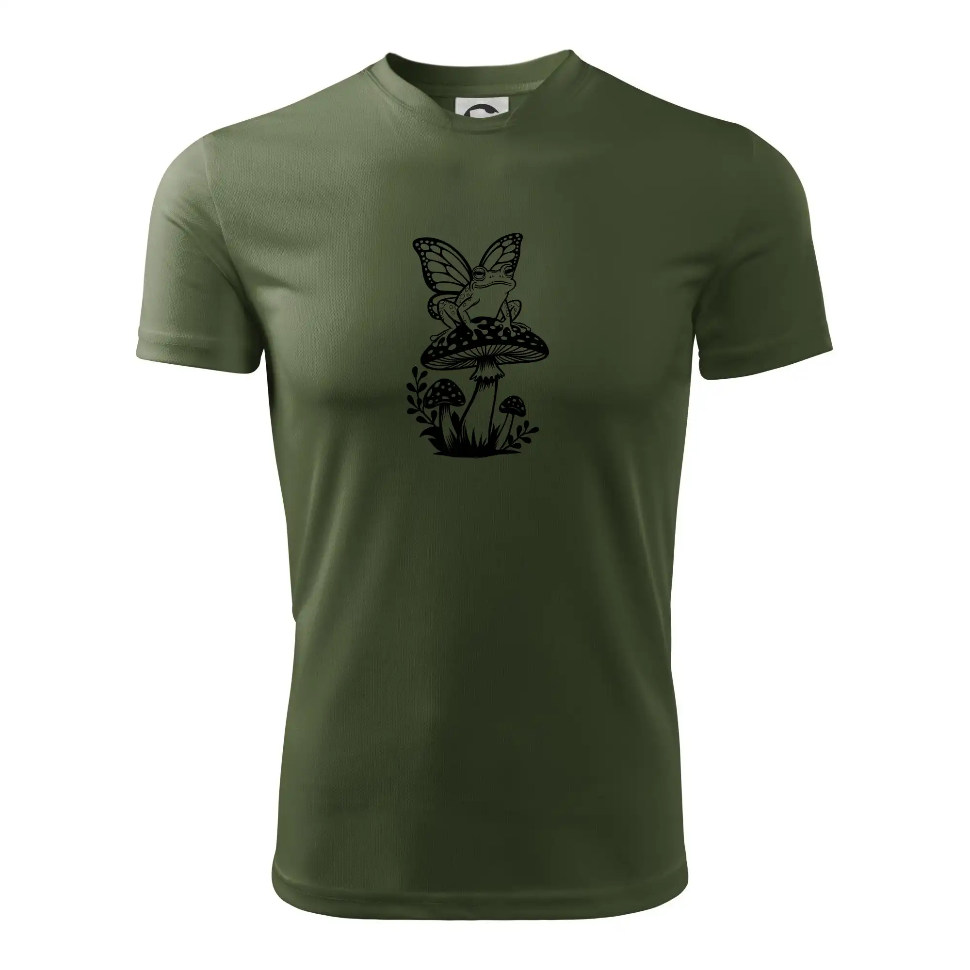 Goblincore černá houba se žábou