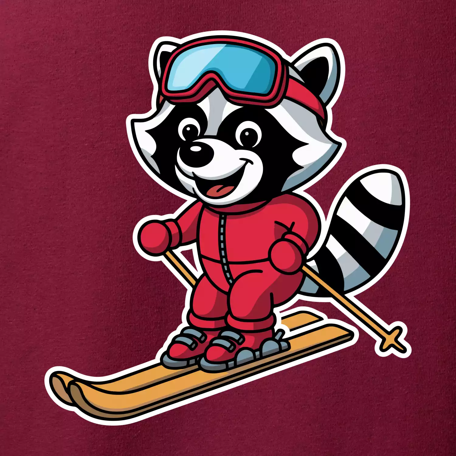 Mýval na lyžích - kreslený