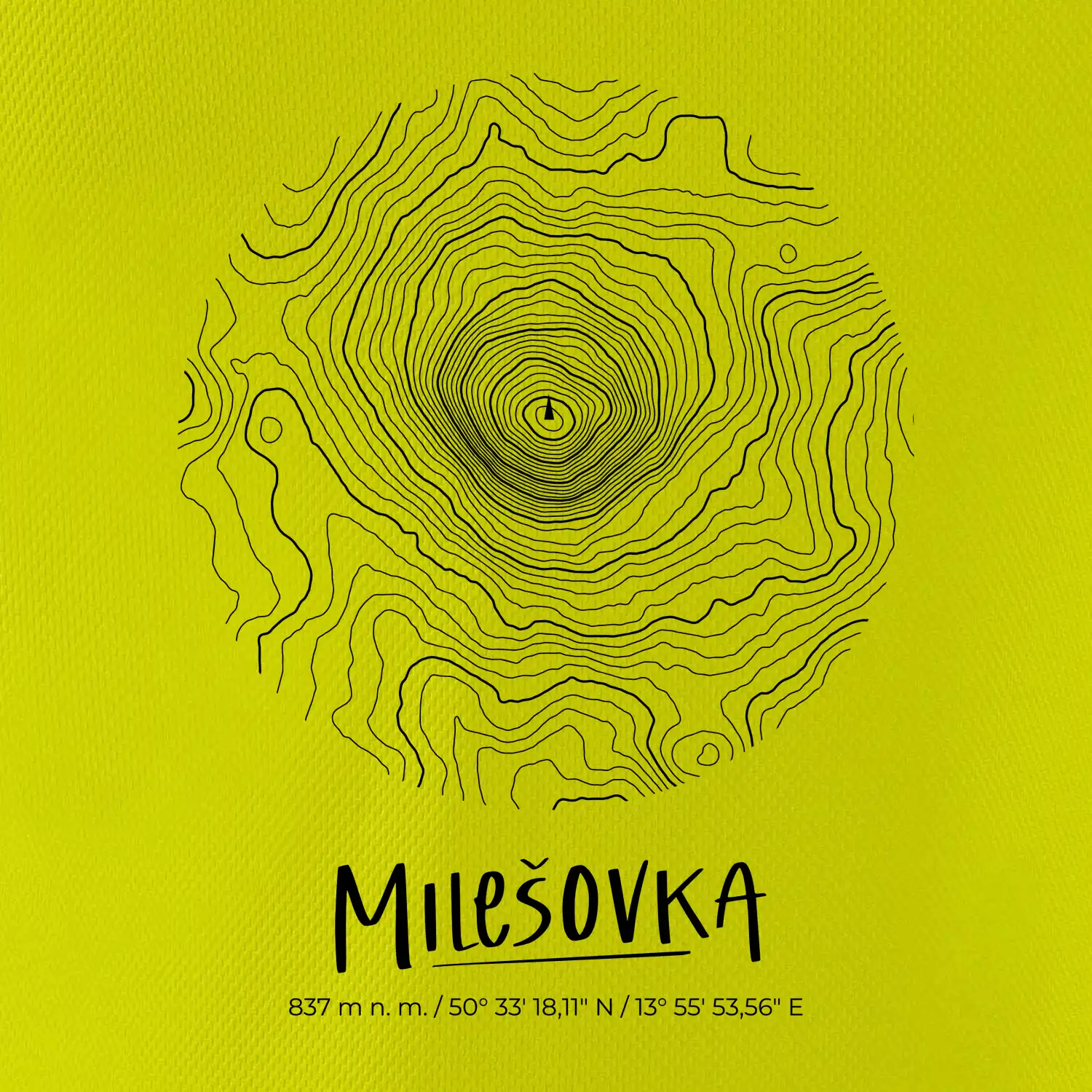 Milešovka - vrstevnice v kruhu