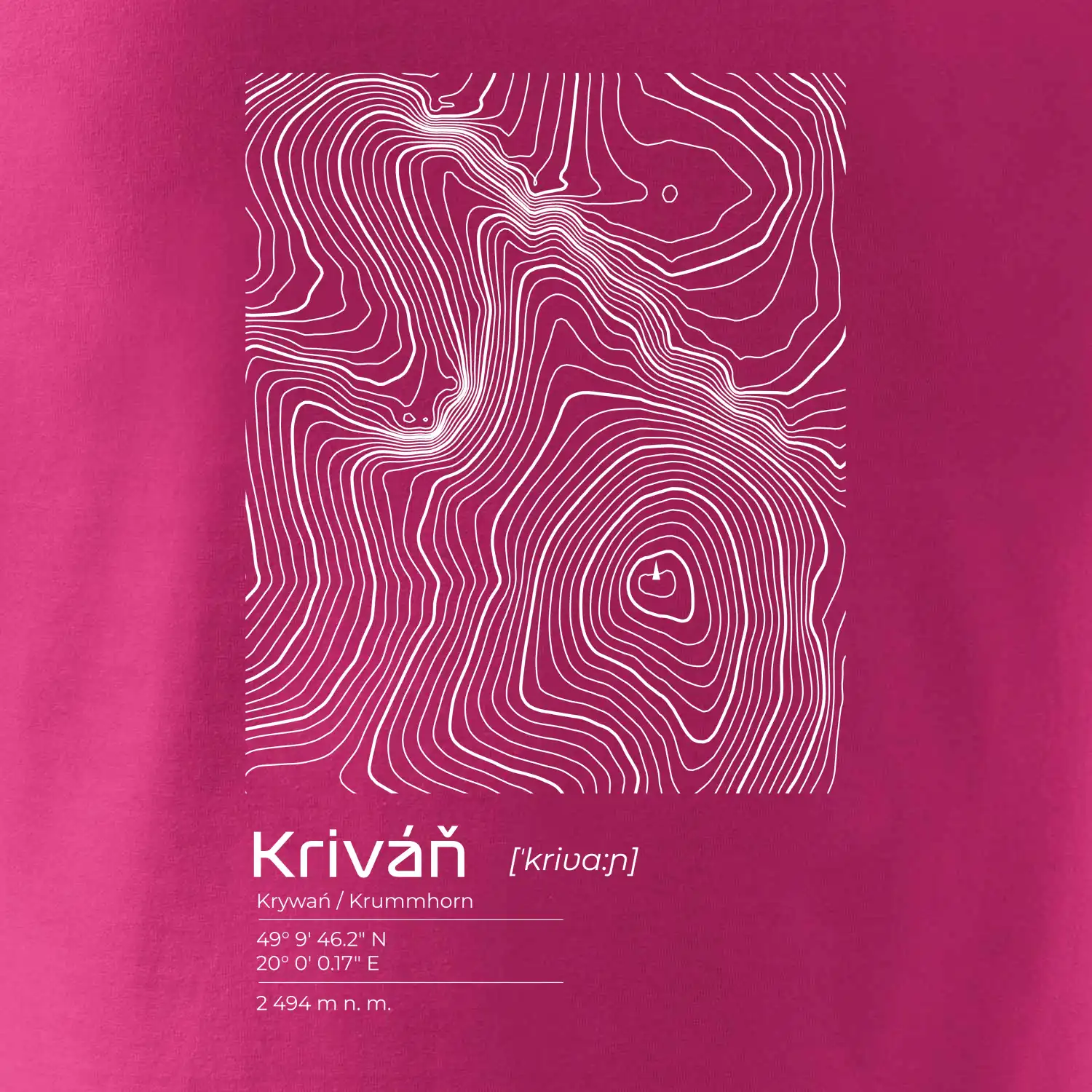 Kriváň - vrstevnice v obdélníku