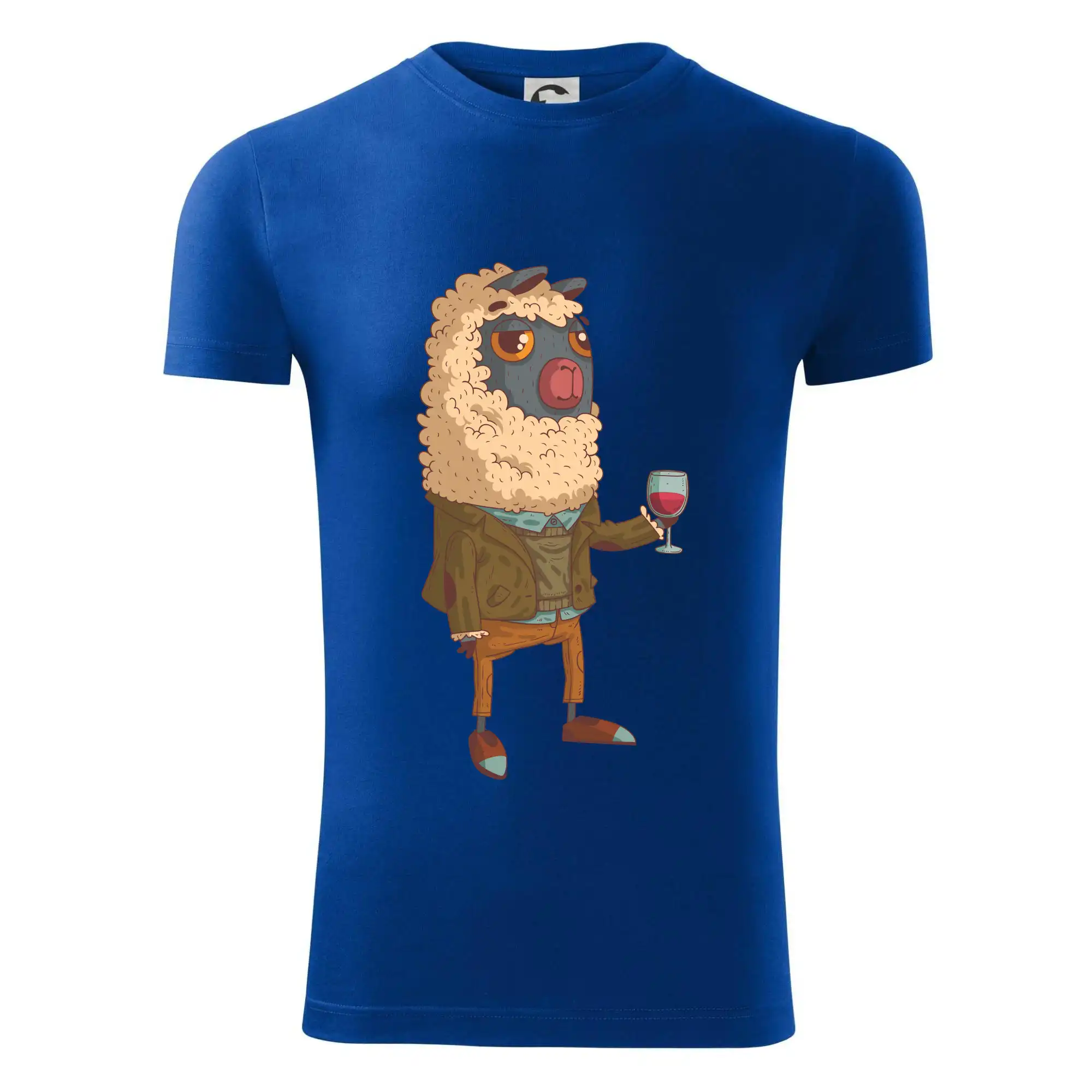 Alpaka s vínem muž