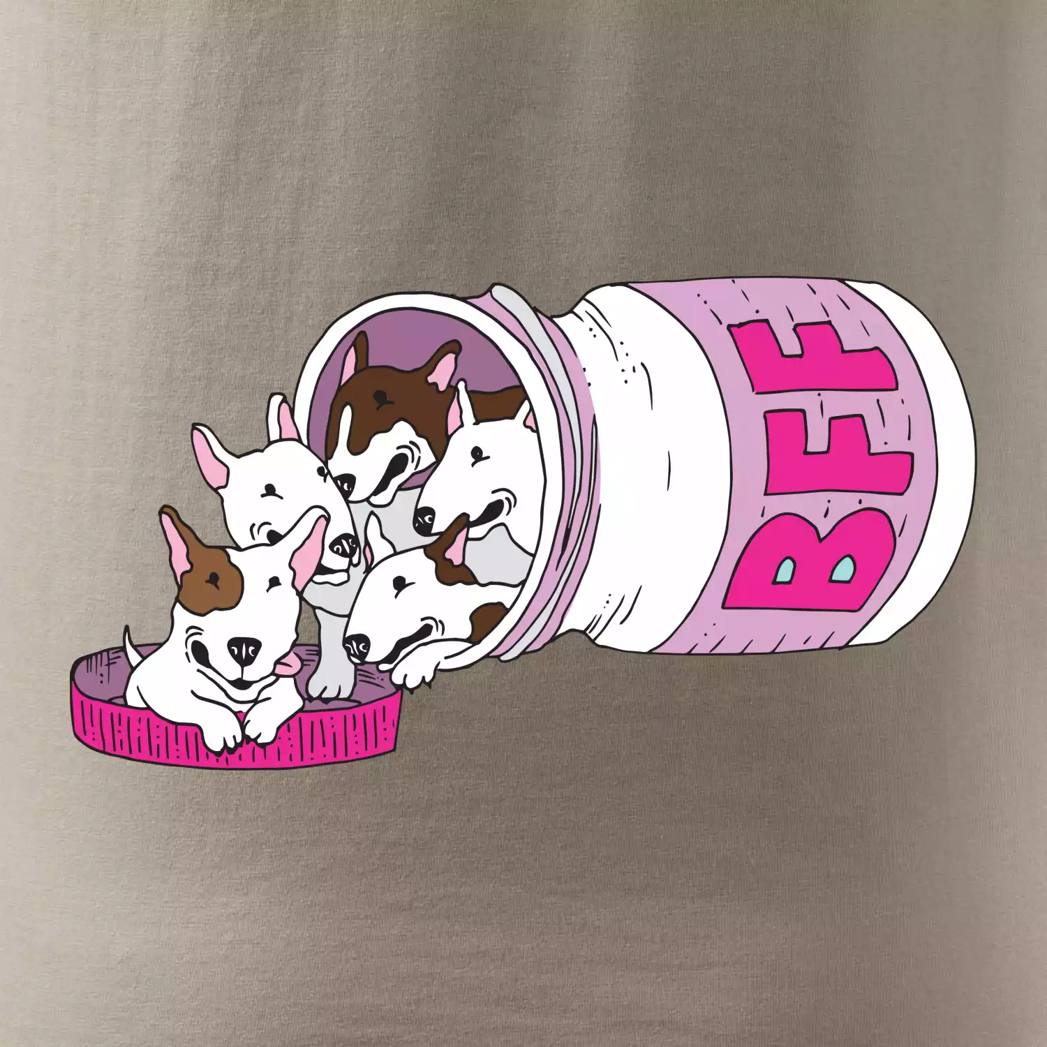 Bullterrier Friends Forever růžové (Pecka design)