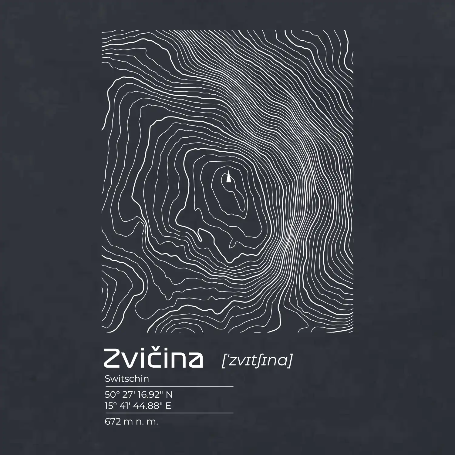 Zvičina - vrstevnice v obdélníku