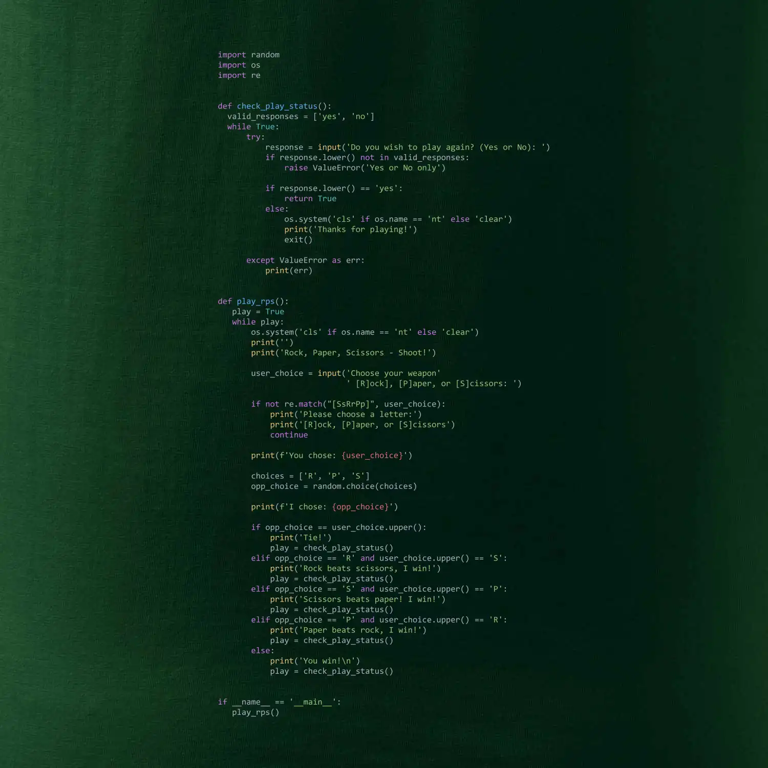 Python Rock Paper Scissors
