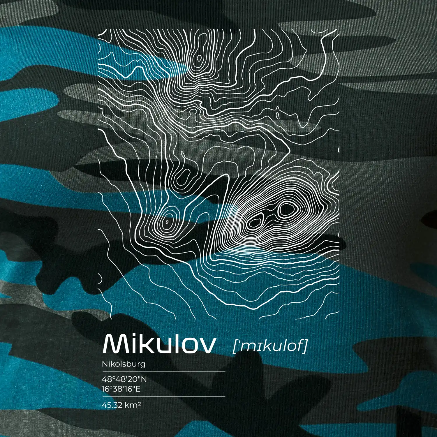 Mikulov - vrstevnice v obdélníku