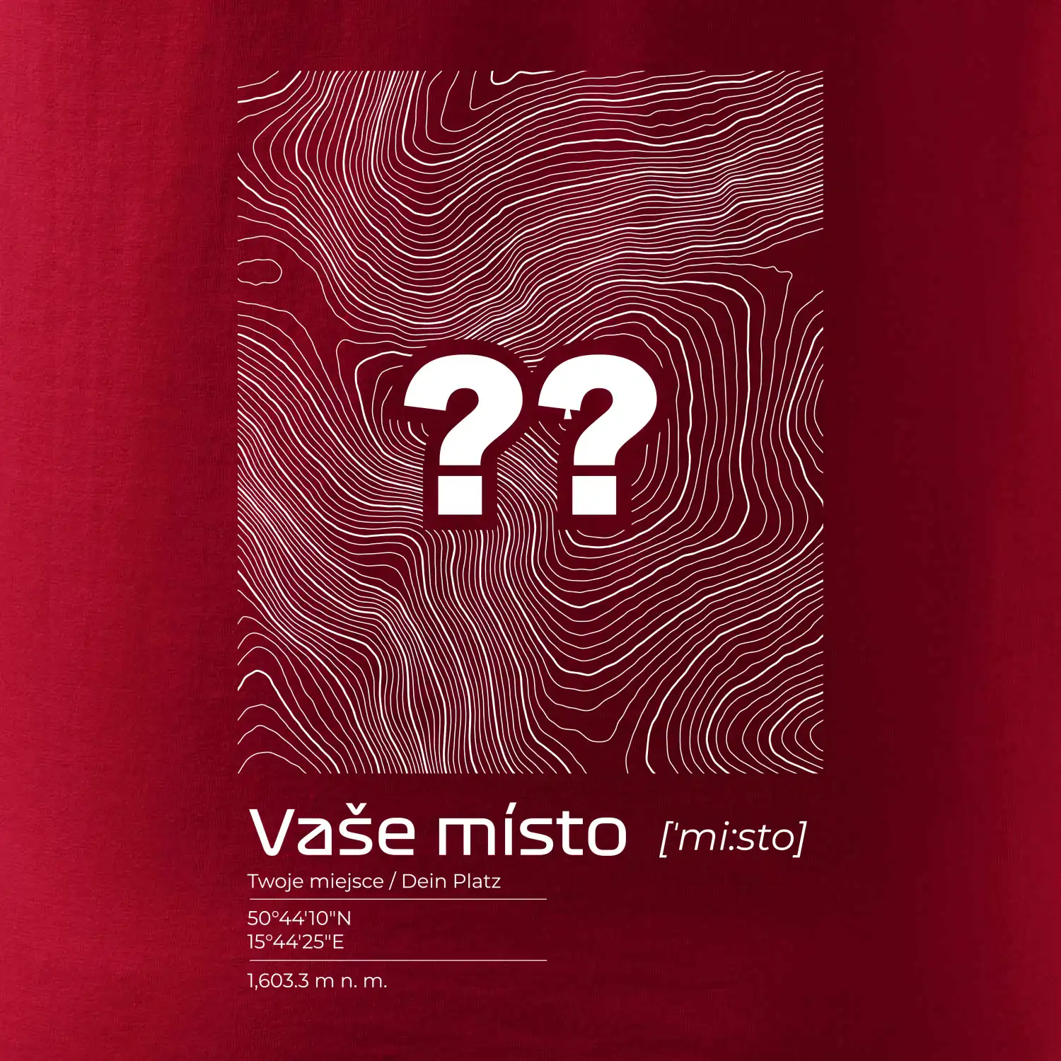 Vaše místo - vrstevnice v obdélníku