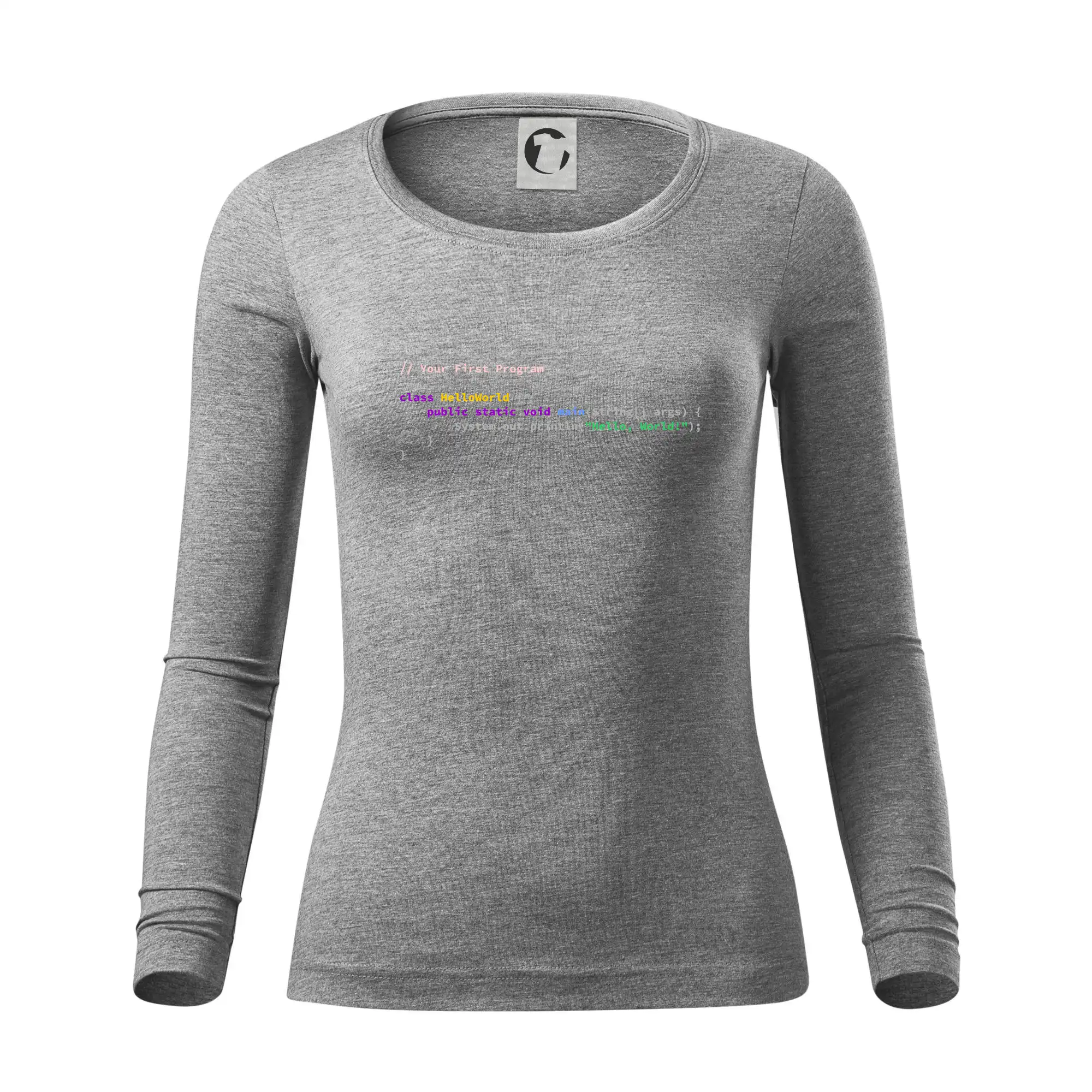 Tričká pre ajťákov - Hello world Java - Dámske tričko FIT-T LS - zužené