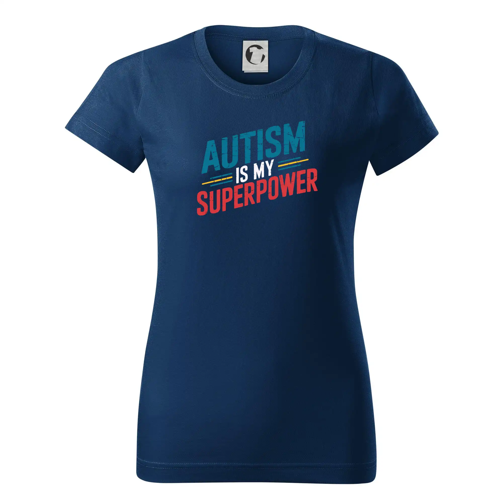 Tričká s motívom autizmu & osveta - Šikmý nápis Autism is my superpower - Dámske tričko basic - ľahko voľnejšie a dlhšie