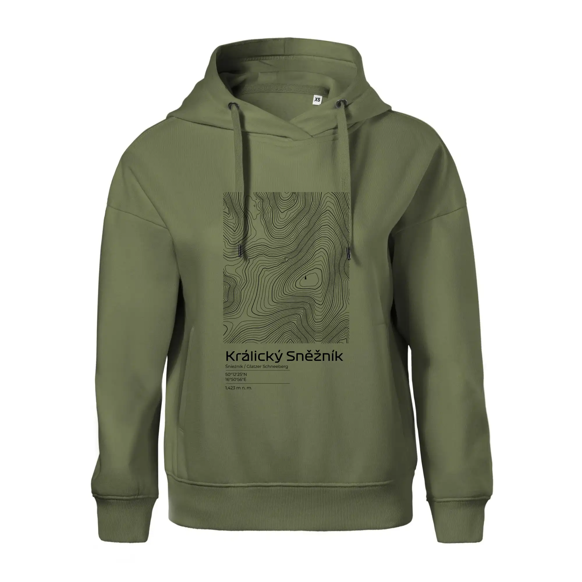 Králický Sněžník - vrstevnice v obdélníku