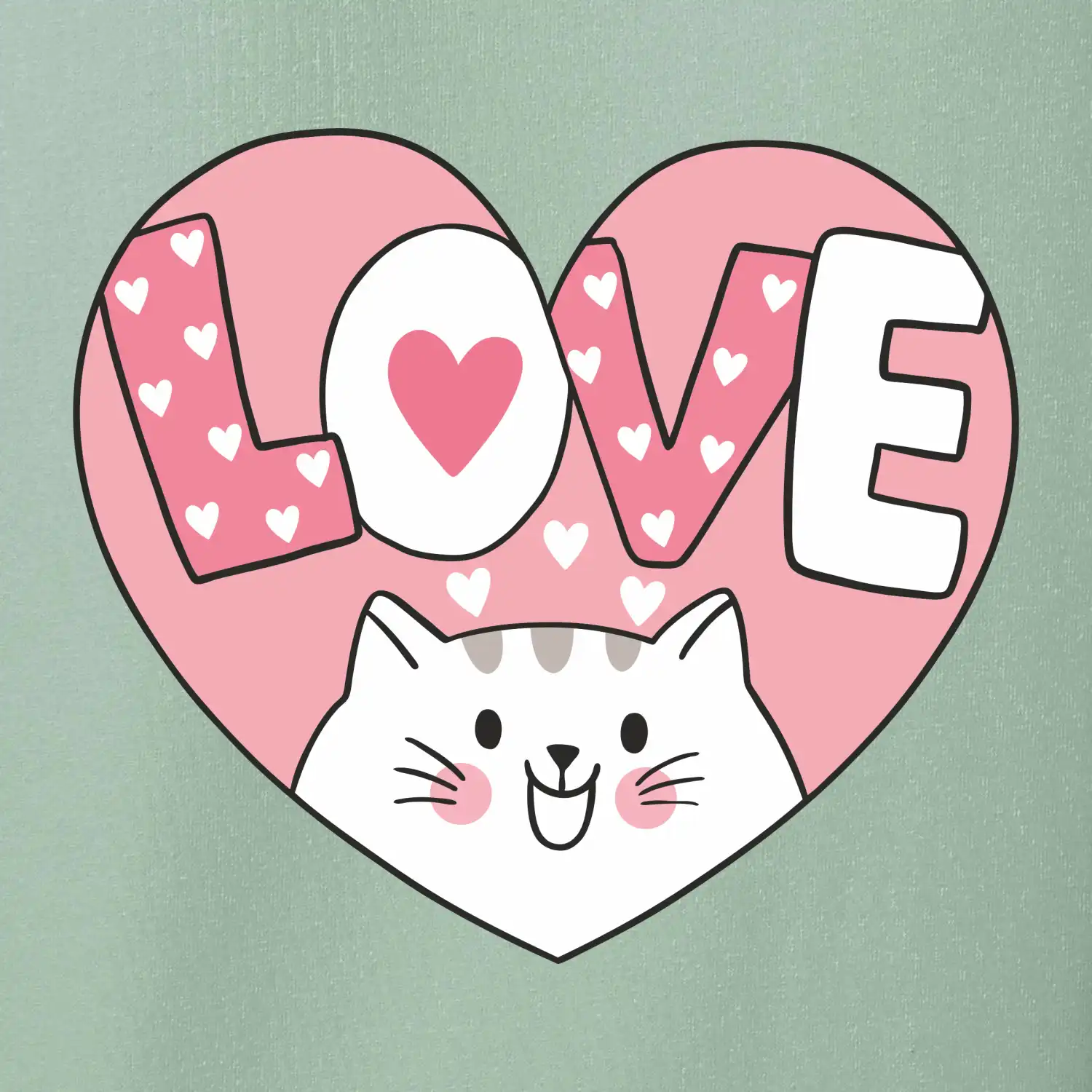 Kočka love - růžové srdce