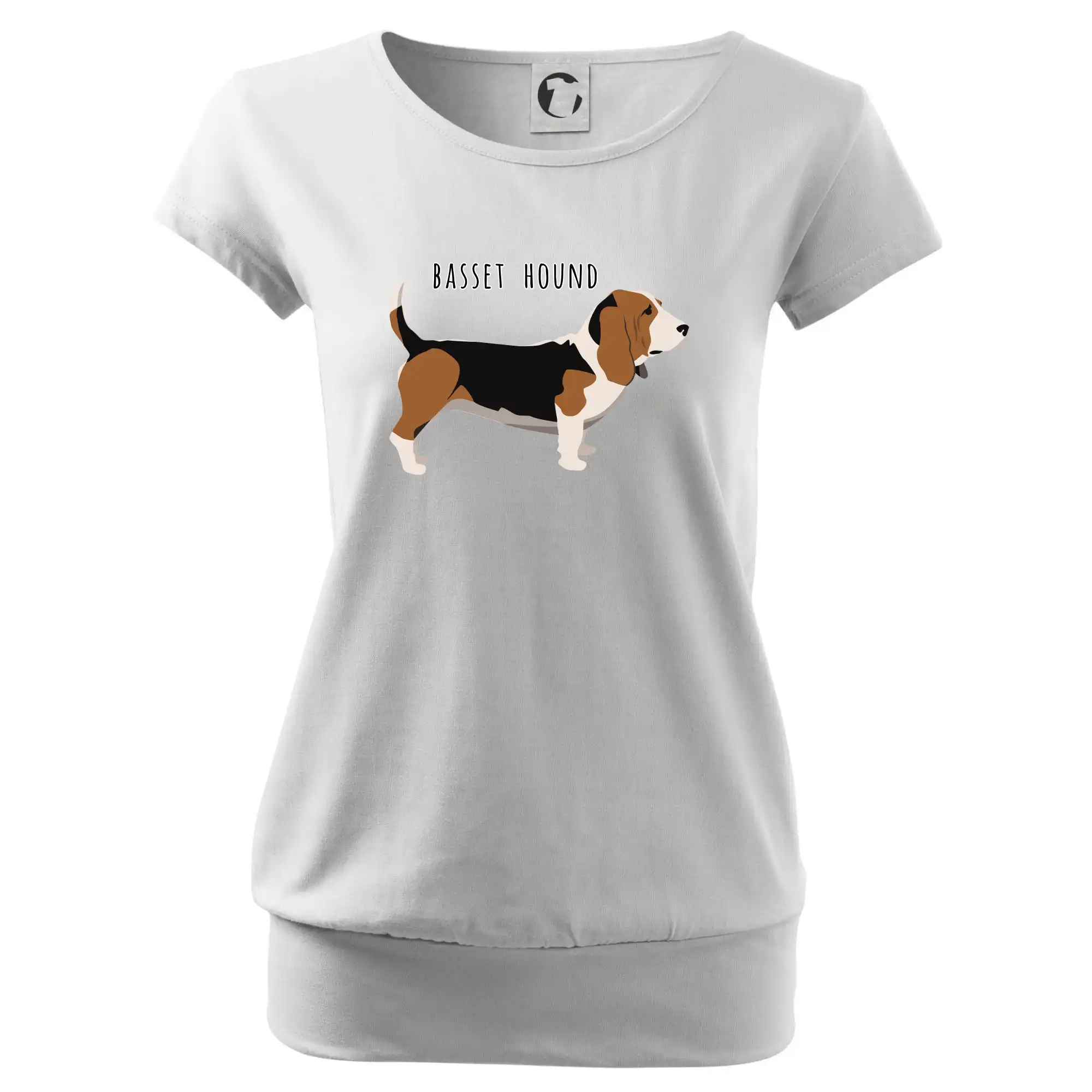 Basset hound pes s nápisem