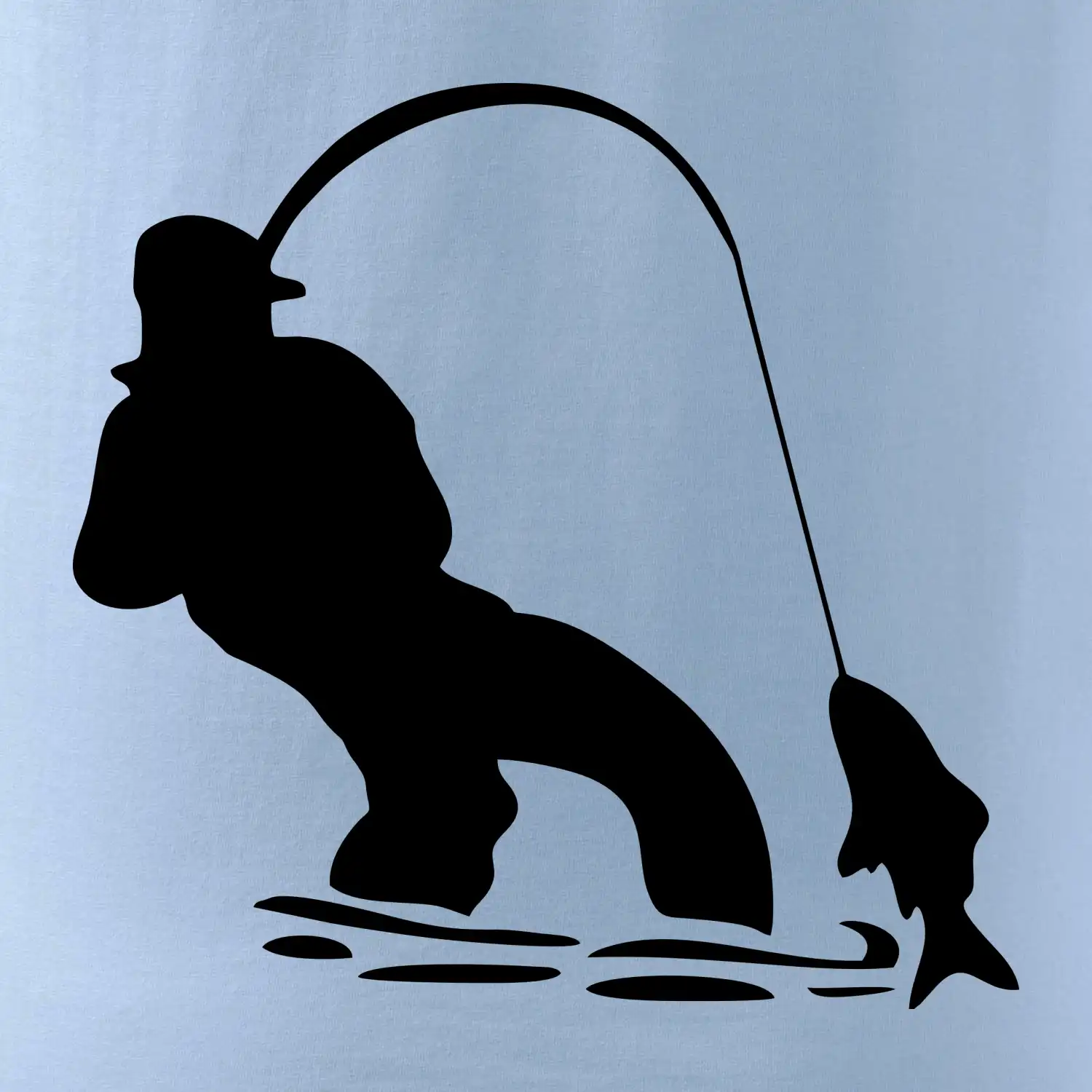 Rybář tahající rybu