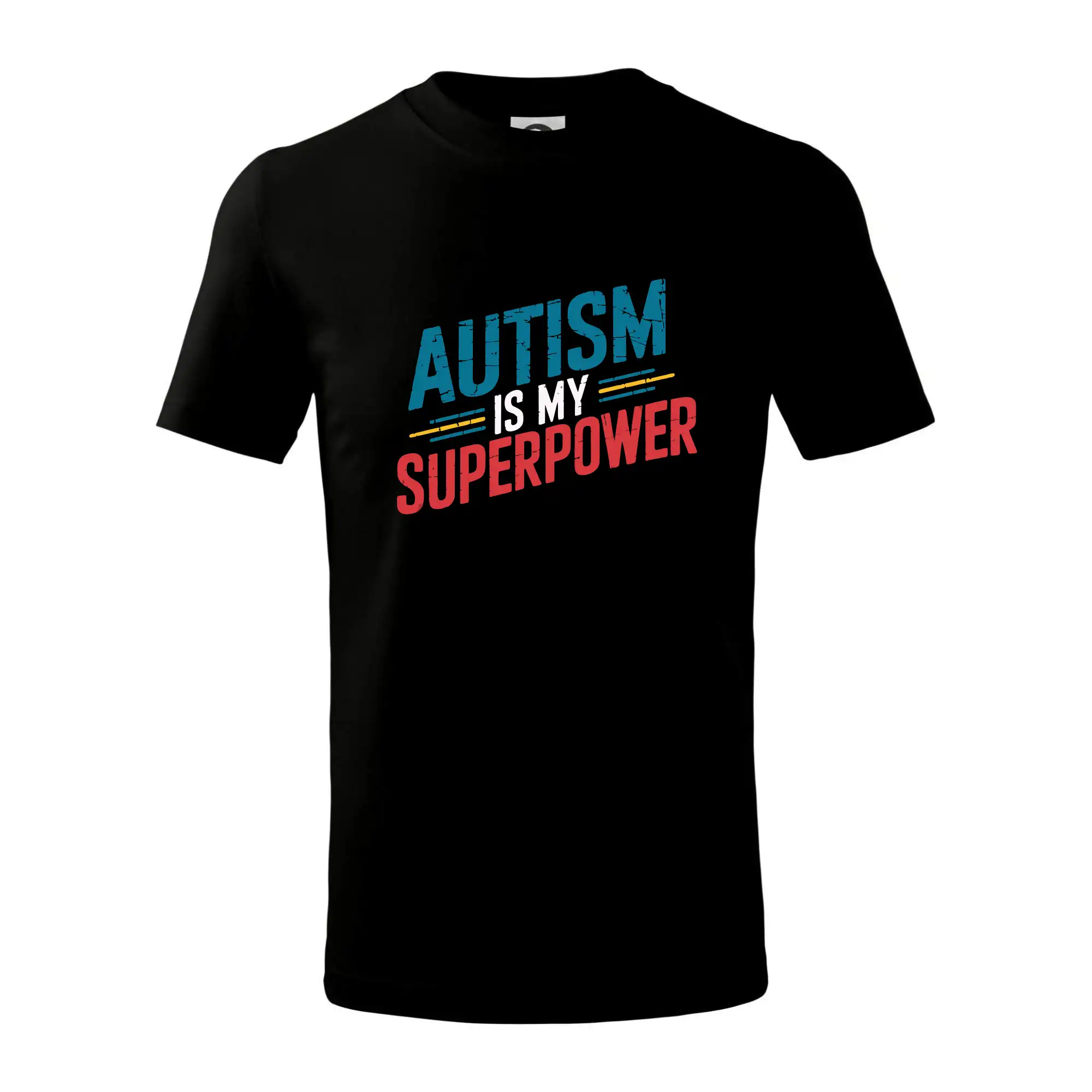 Tričká a mikiny pre autistov - Šikmý nápis Autism is my superpower - Tričko detské bavlnené