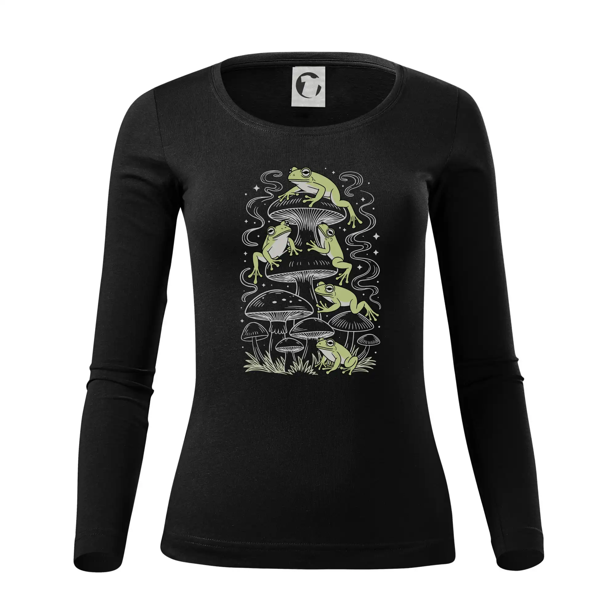 Goblincore frogs and various mushrooms