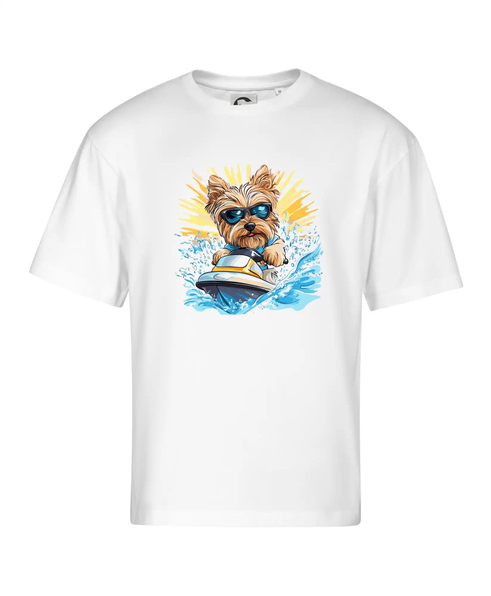 Yorkšírský teriér na vodním skútru