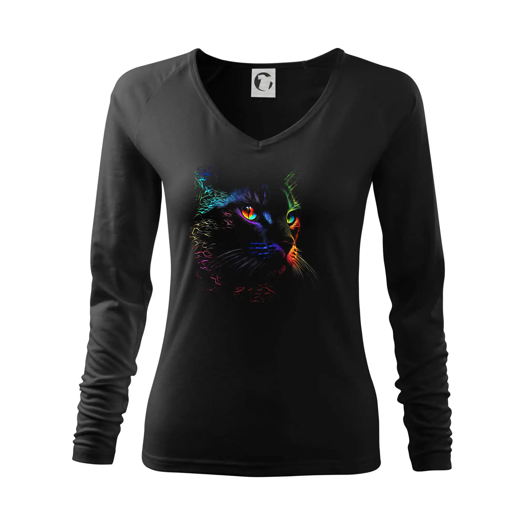 Vtipná tričká s mačkou - Duhová kočka vo tme - Tričko dámske Elegance