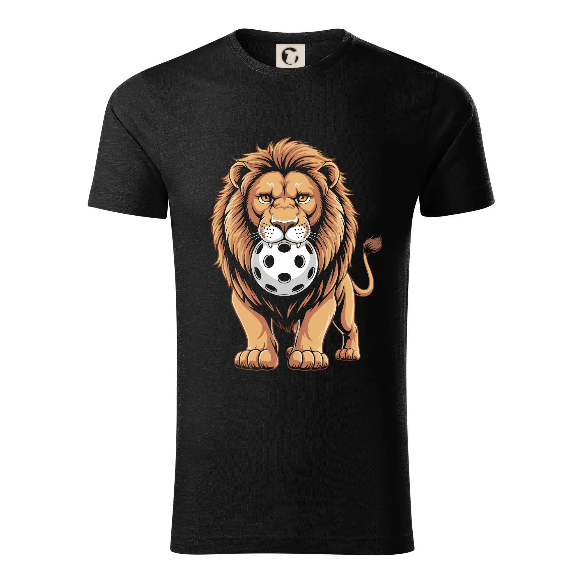 Florbalové tričká - Floorball lev s loptičkou v puse - Tričko z organickej bavlny