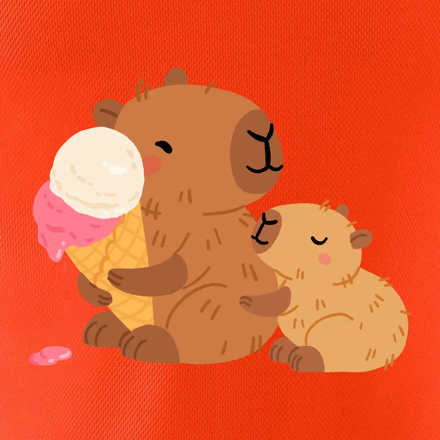 Kapybara se zmrzlinou