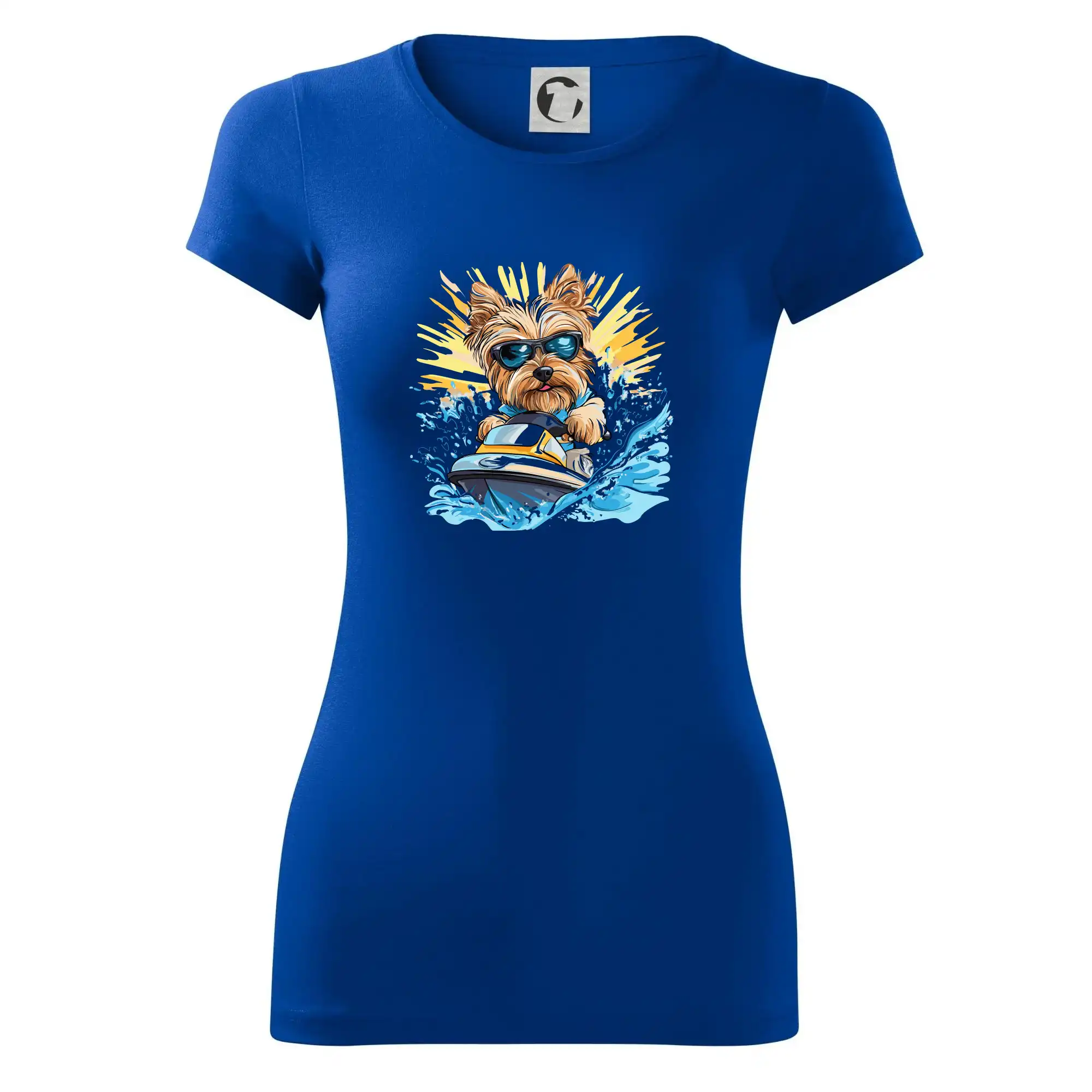 Yorkšírský teriér na vodním skútru