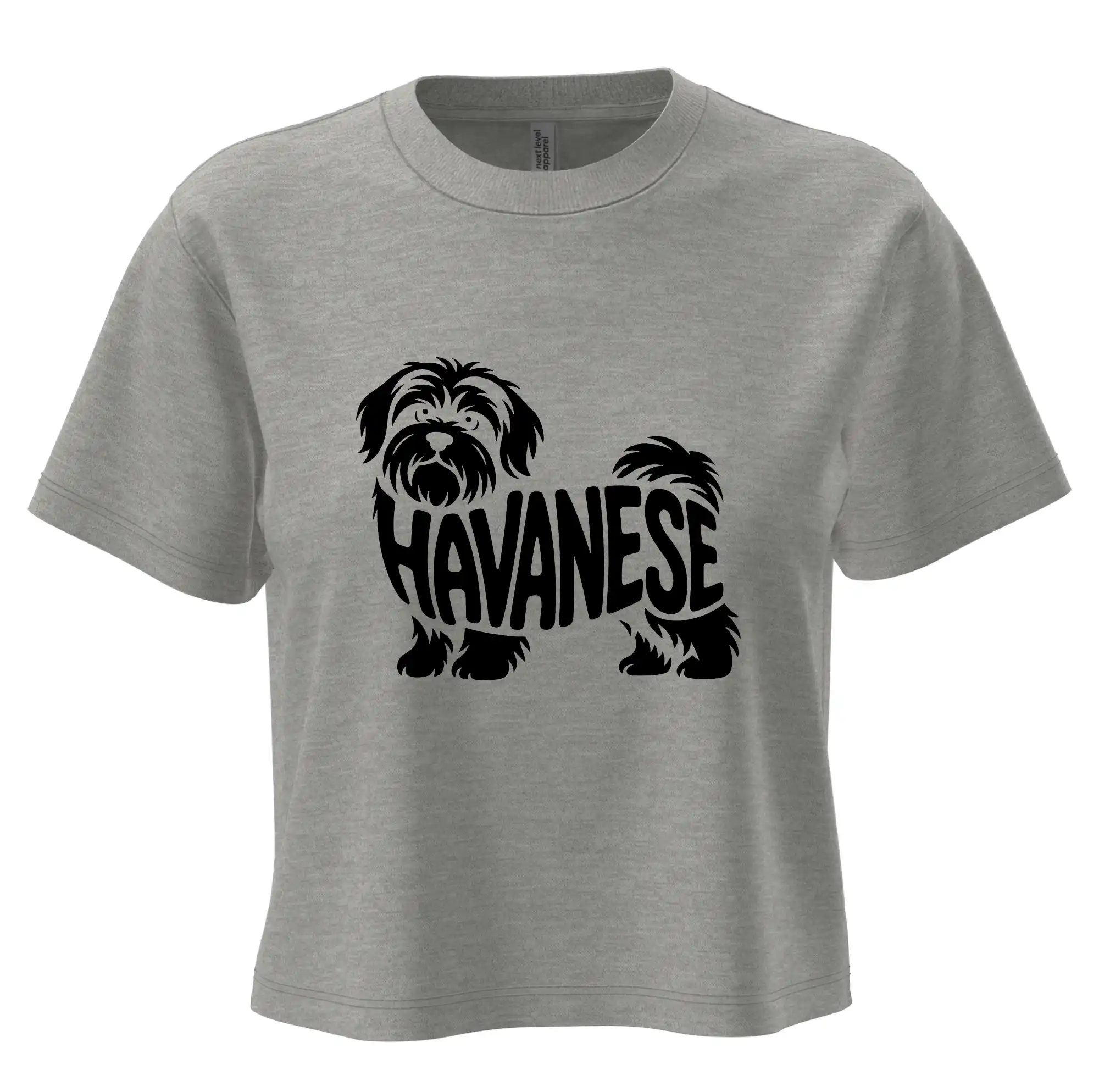 Ostatné psie plemená - Havanese nápis v tele - Boxy cropped tričko OVERSIZE